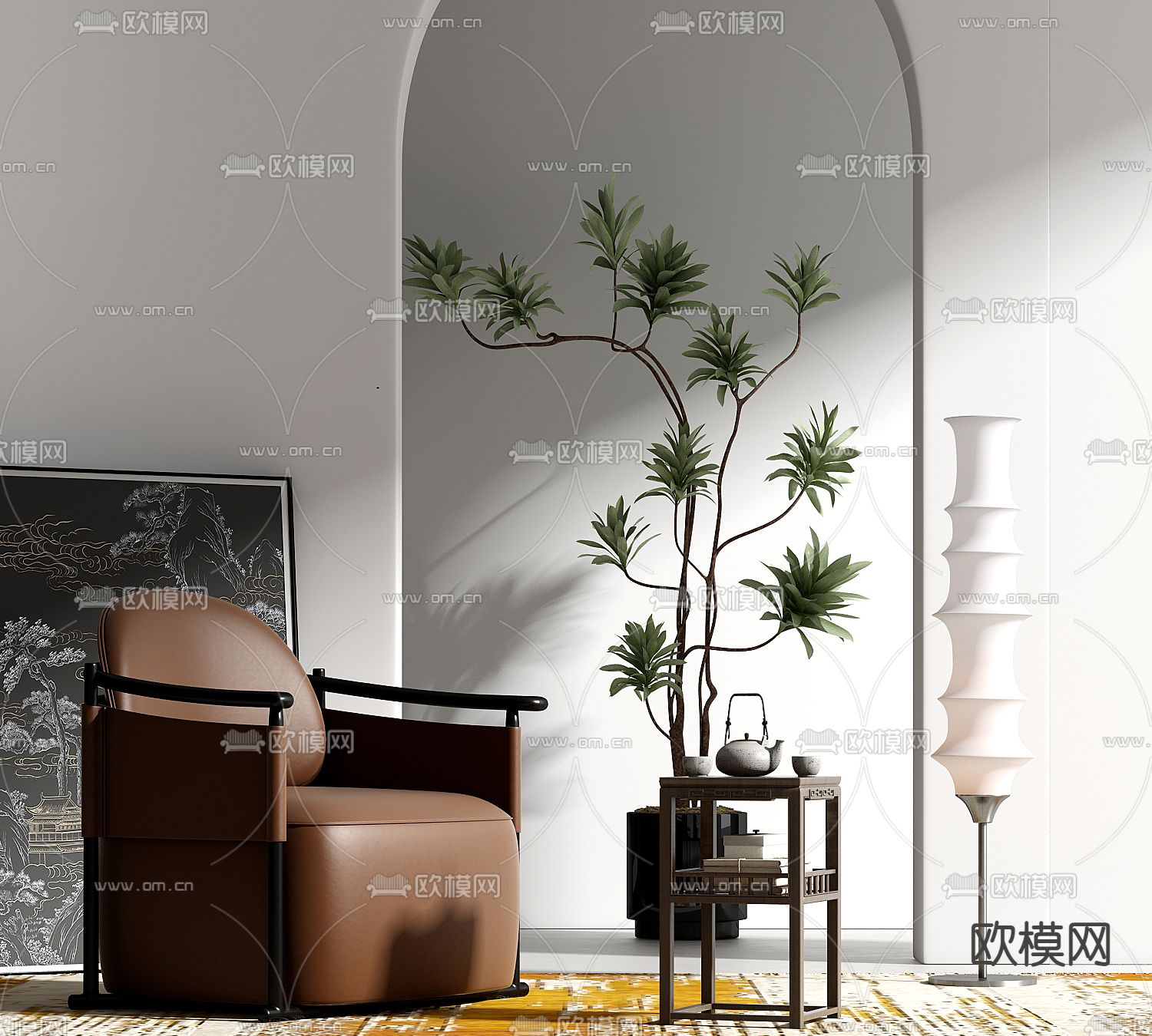 新中式沙发 单人沙发3d模型下载