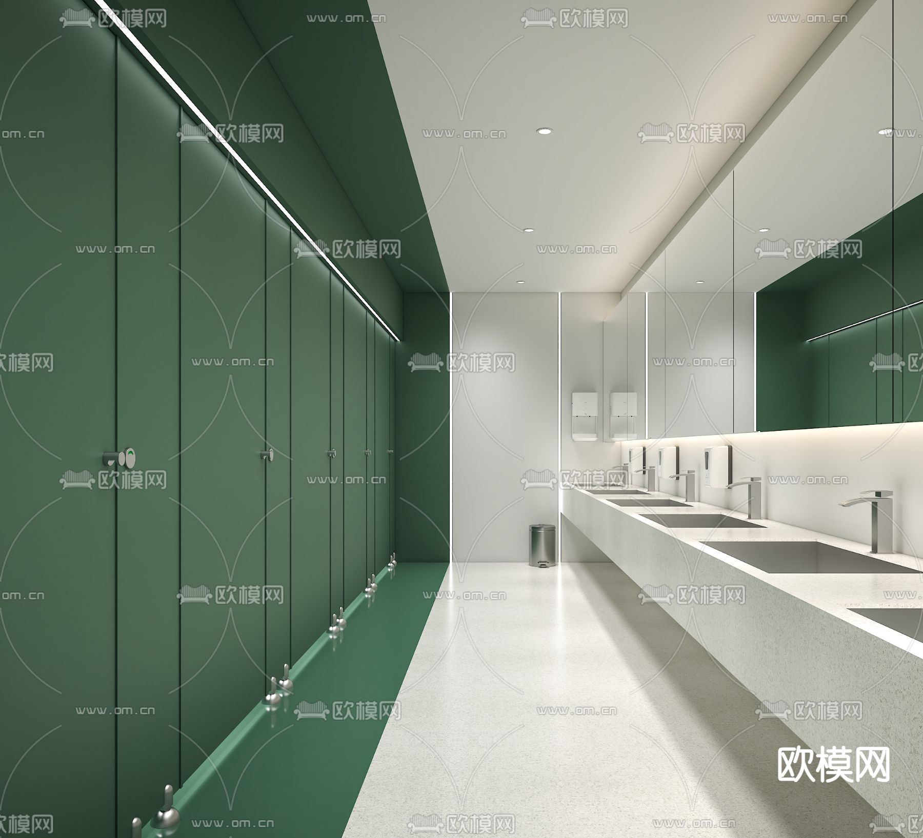 现代公共卫生间 公厕su模型下载（渲染图1）