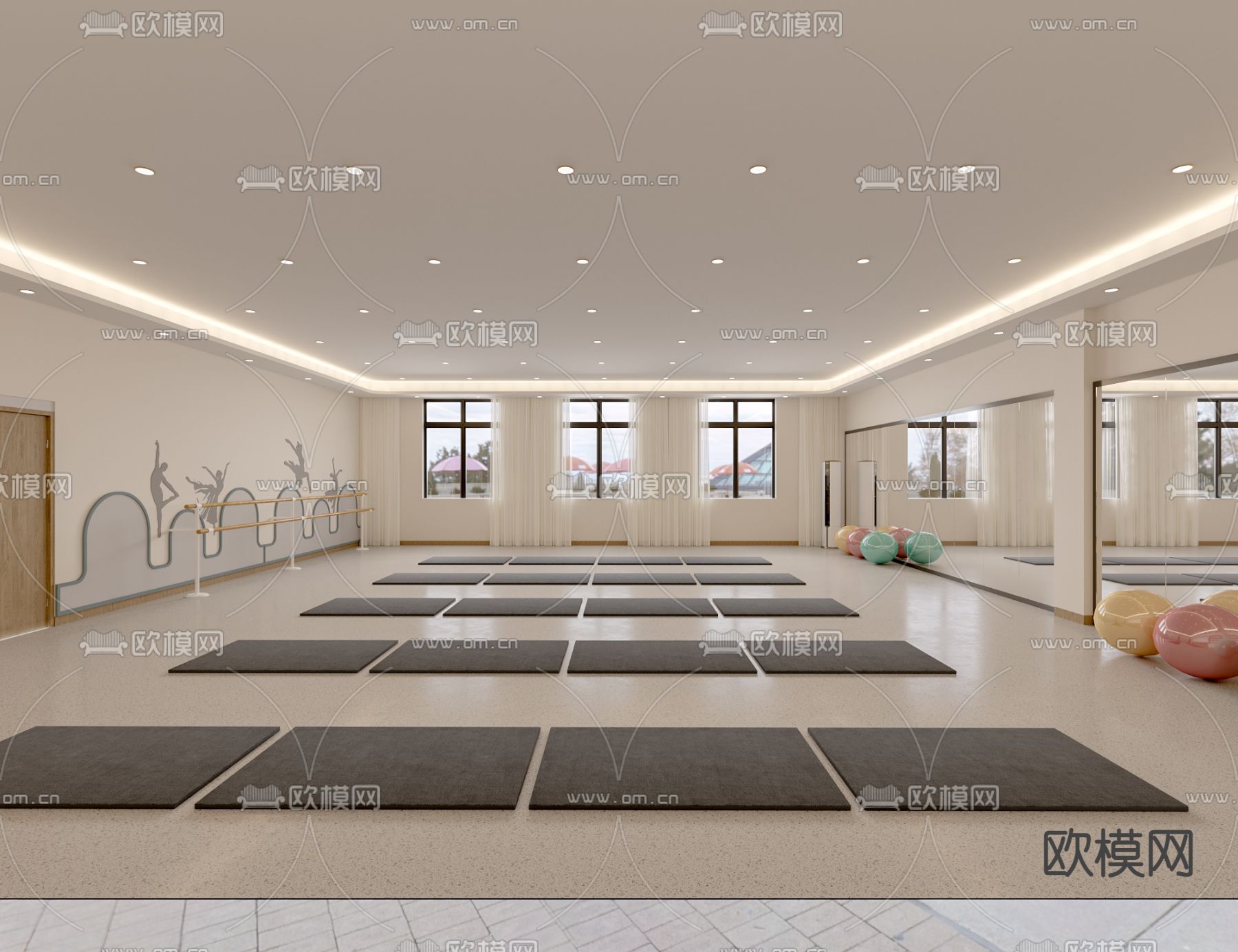 少儿舞蹈教室3d模型下载（渲染图2）