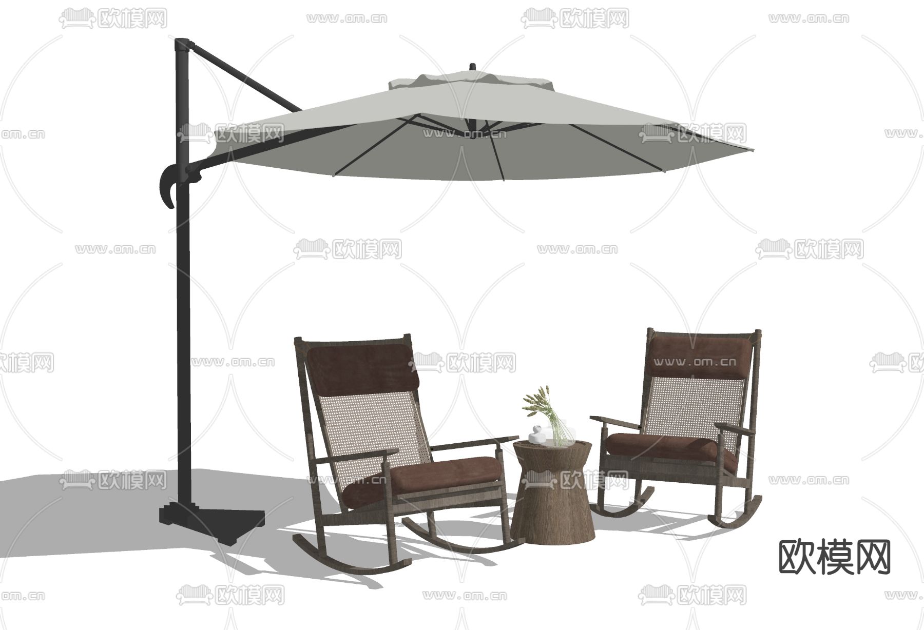 现代户外躺椅 摇椅su模型下载（渲染图2）