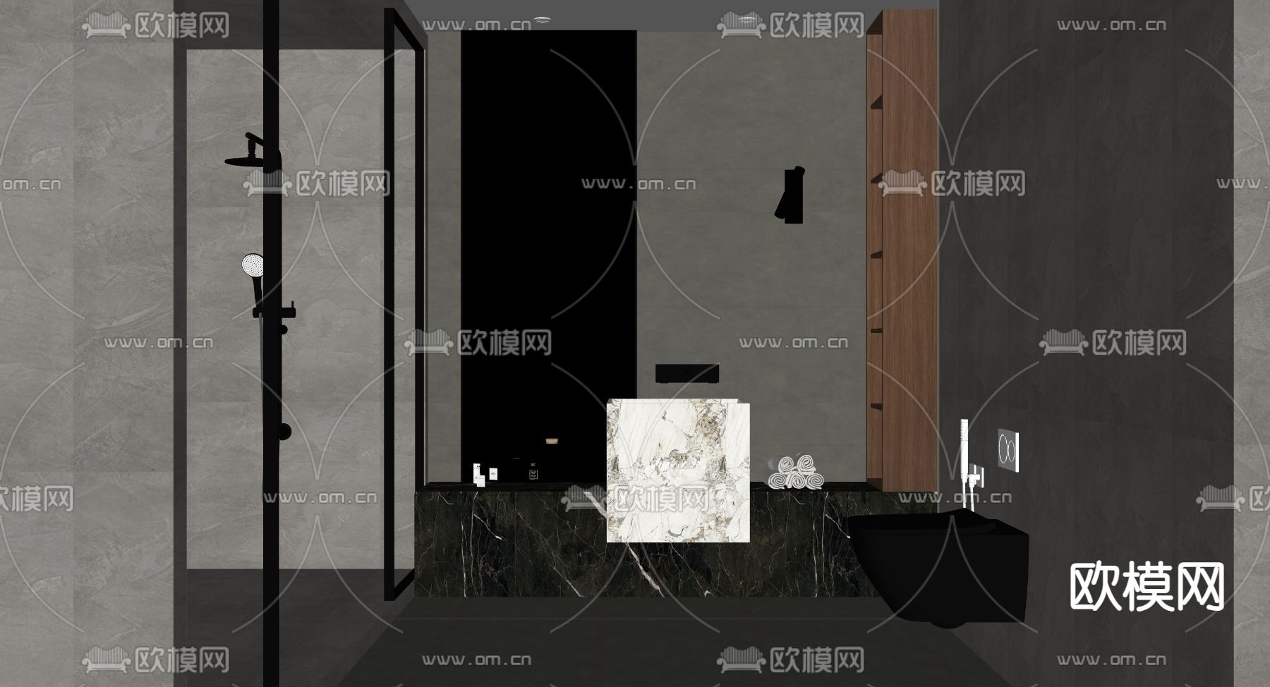 现代酒店卫生间 公共洗手间su模型下载（渲染图2）