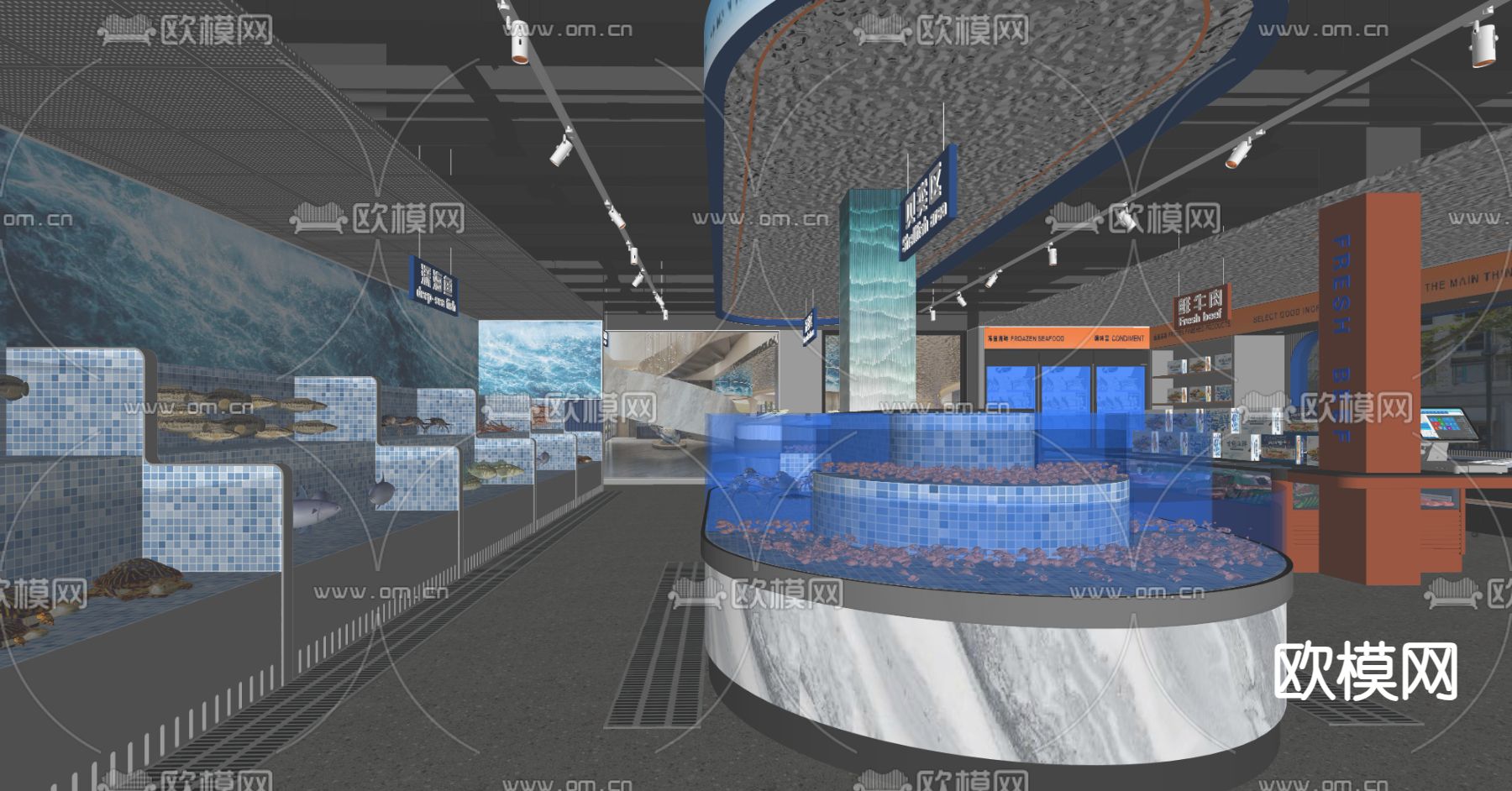 现代海鲜超市su模型下载（渲染图2）