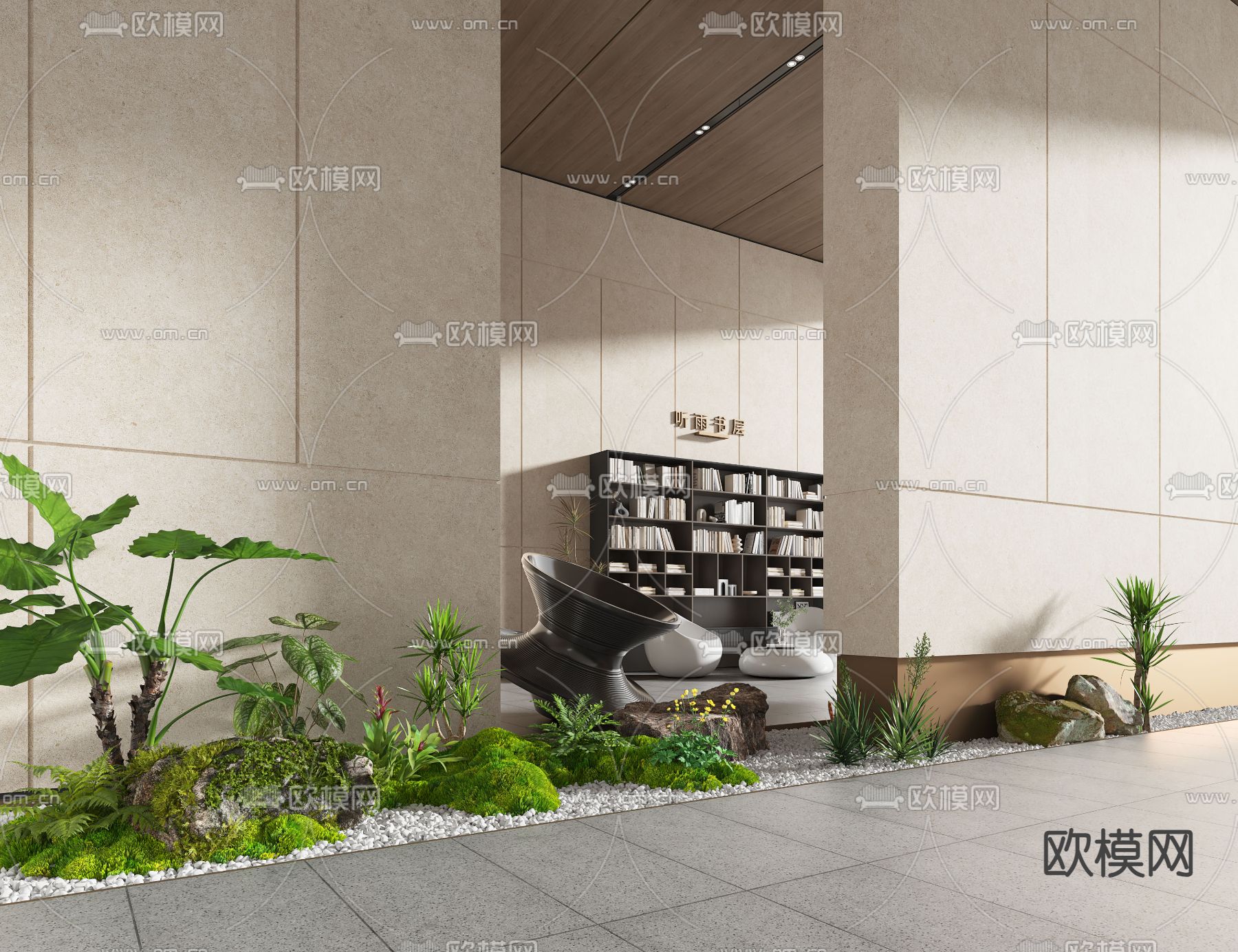 架空层 植物造景 公共活动空间3d模型下载