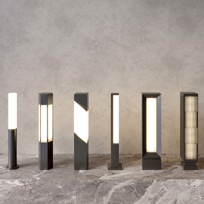  现代户外灯 草坪灯 路灯 花园灯 庭院灯su模型 