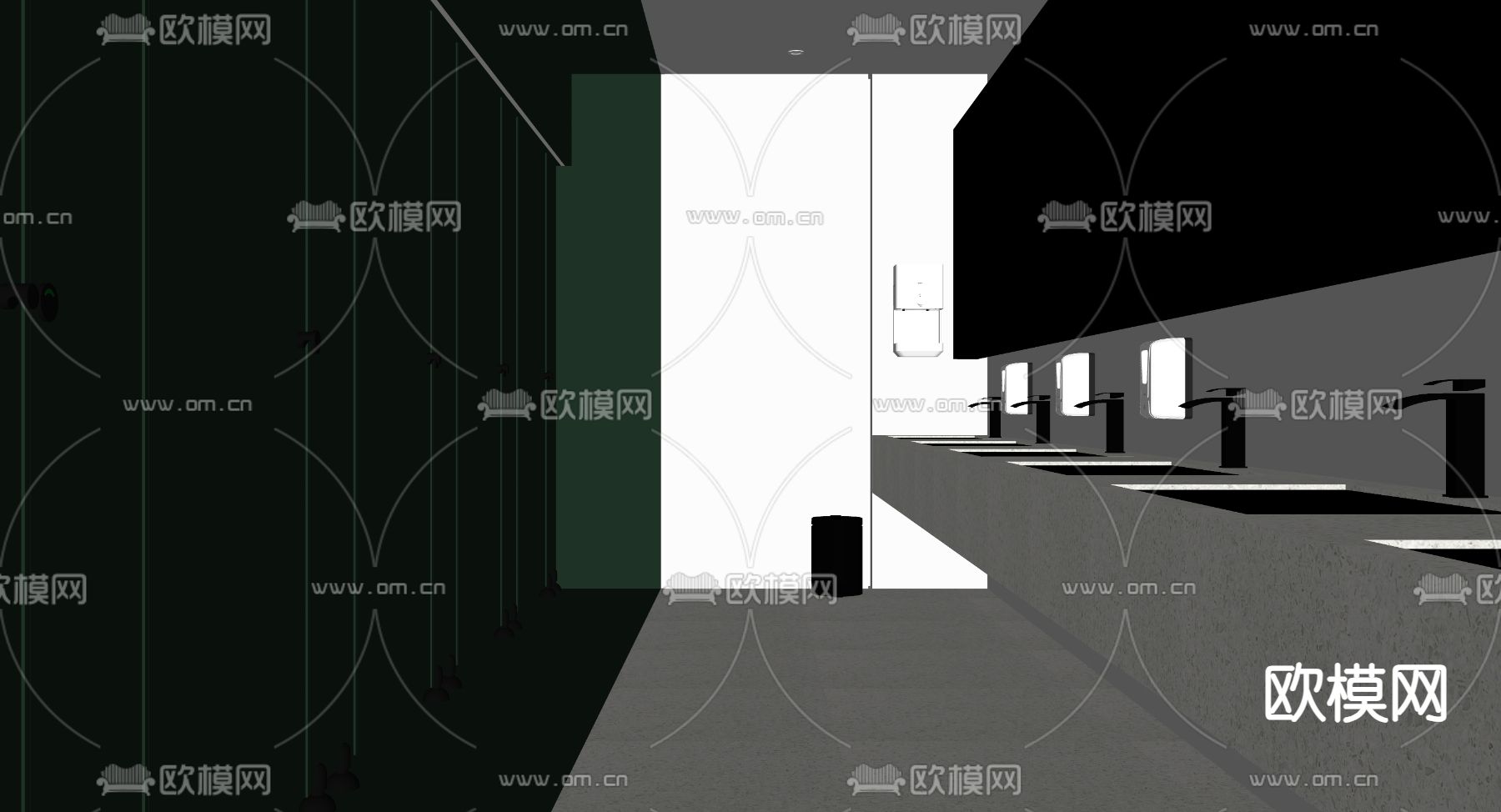 现代公共卫生间 公厕su模型下载（渲染图2）