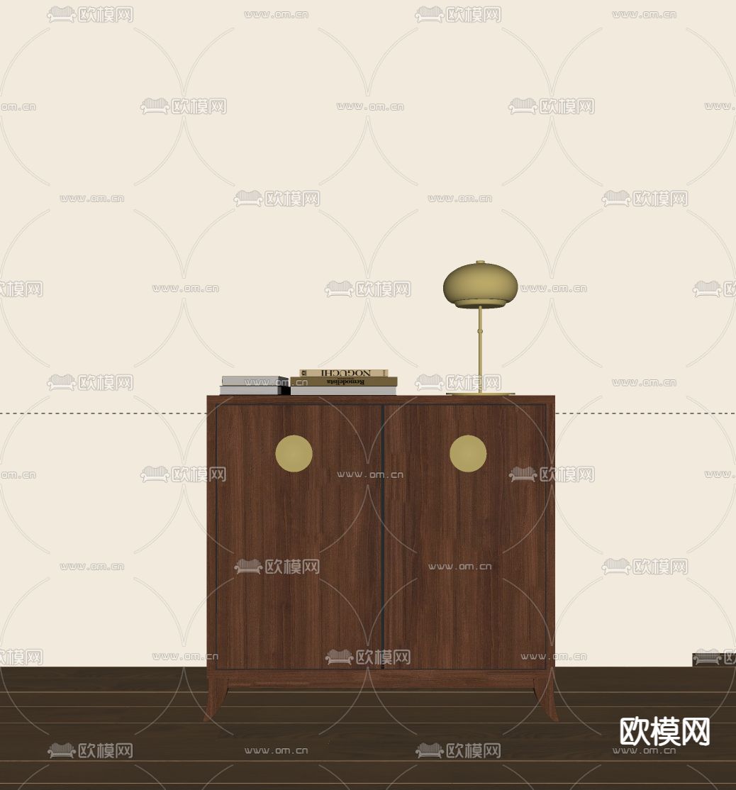 现代边柜 装饰柜 储物柜su模型下载（渲染图3）