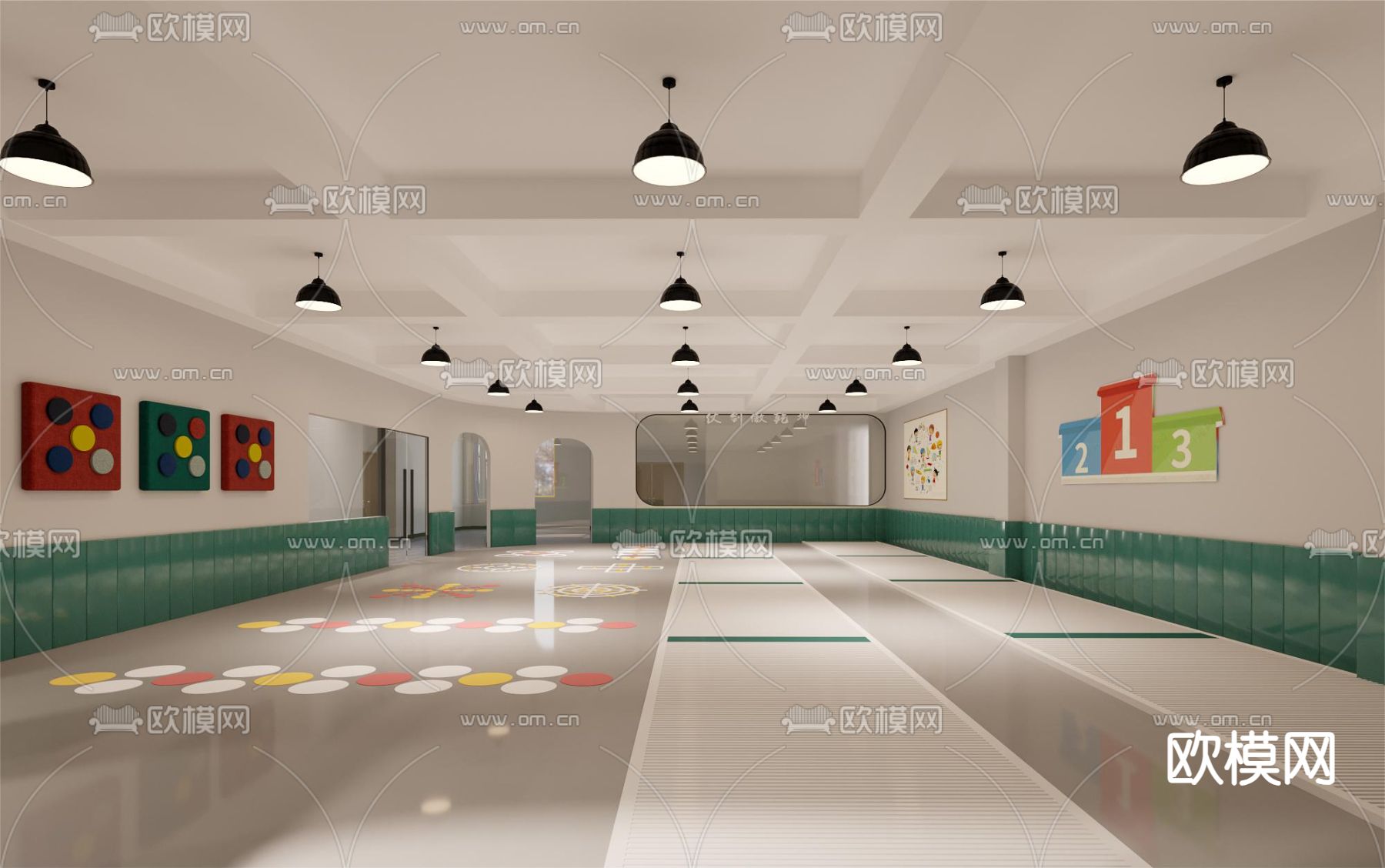 少儿击剑教室3d模型下载（渲染图1）