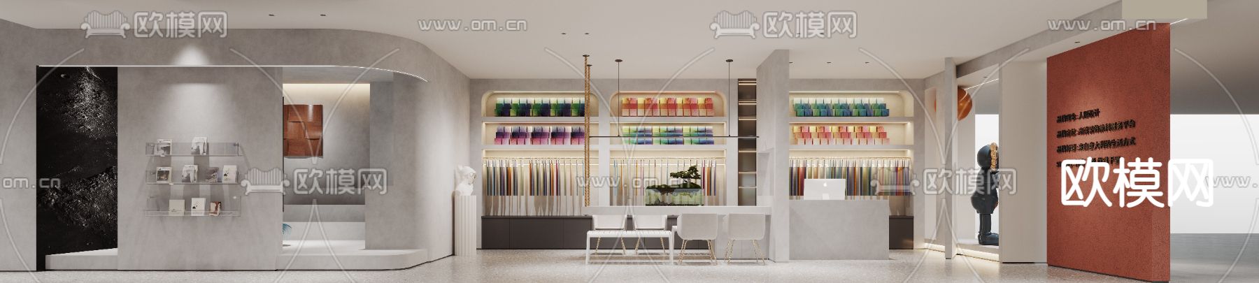 布料展厅 家纺店3d模型下载（渲染图1）