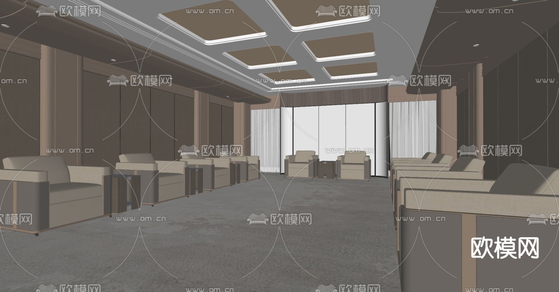 现代贵宾接待室 会客厅su模型下载（渲染图2）