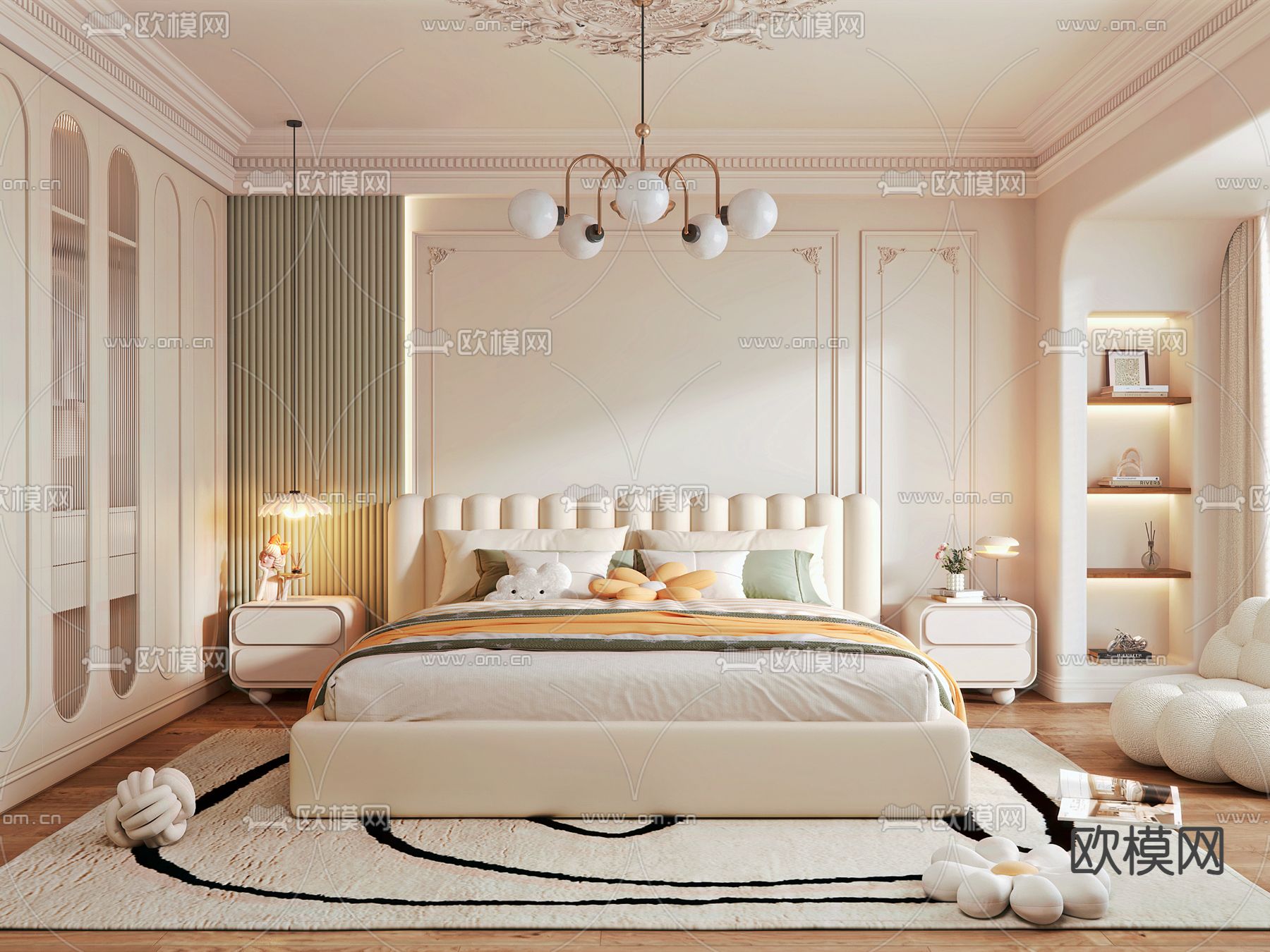 法式卧室 主人房3d模型下载