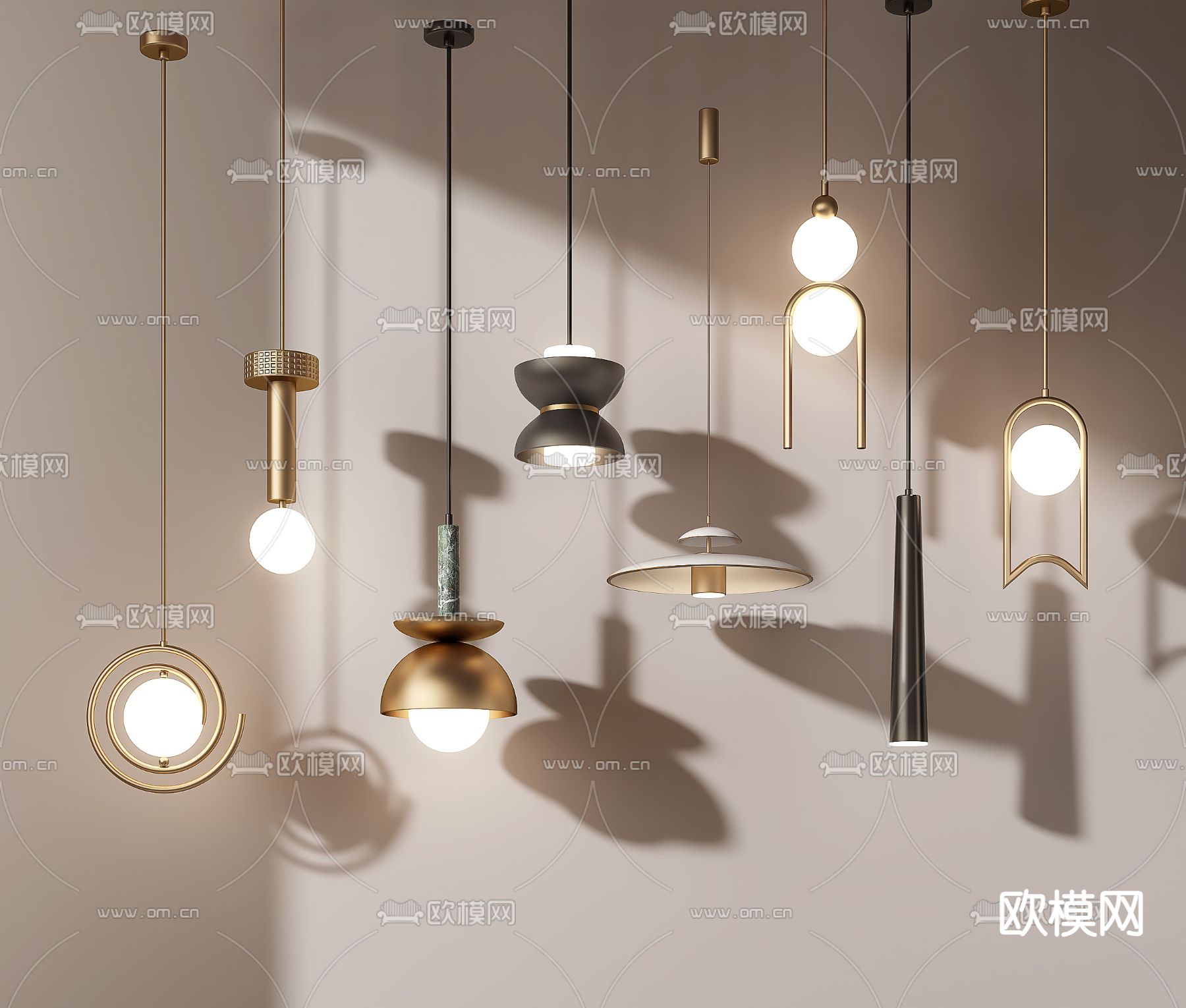 时尚小吊灯su模型下载（渲染图1）