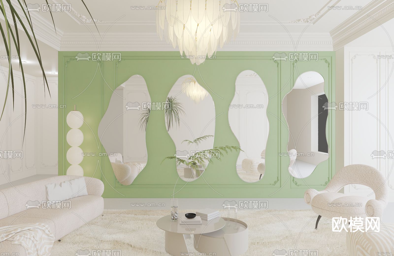 异形镜子 装饰镜免费3d模型下载（渲染图3）