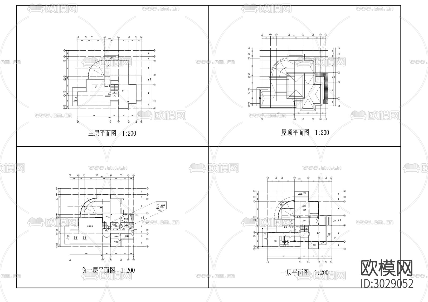 别墅cad施工图下载（渲染图1）