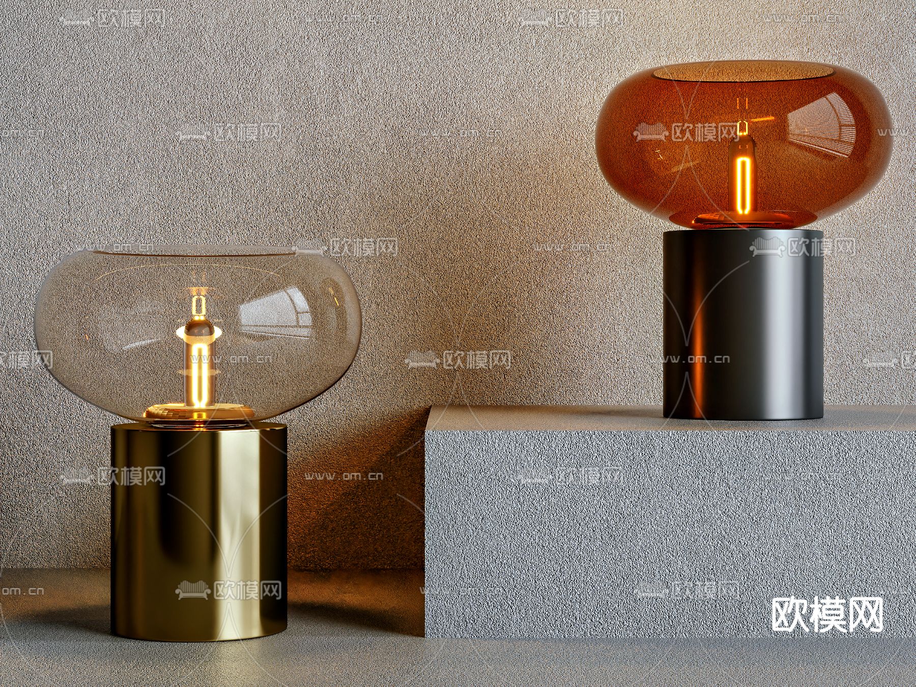 玻璃台灯3d模型下载