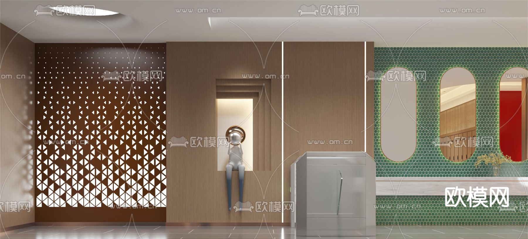 洗浴中心 更衣区 水疗 温泉水会3d模型下载（渲染图4）