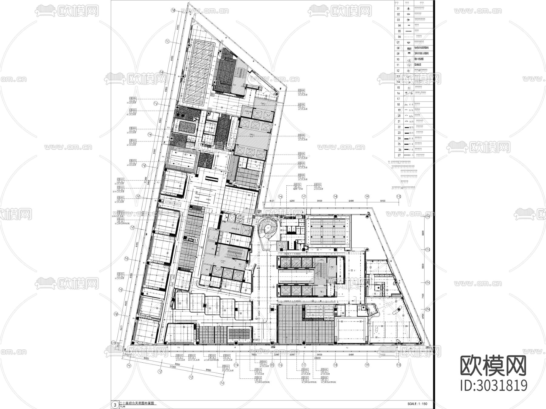 办公空间 办公室cad平面图下载（渲染图2）