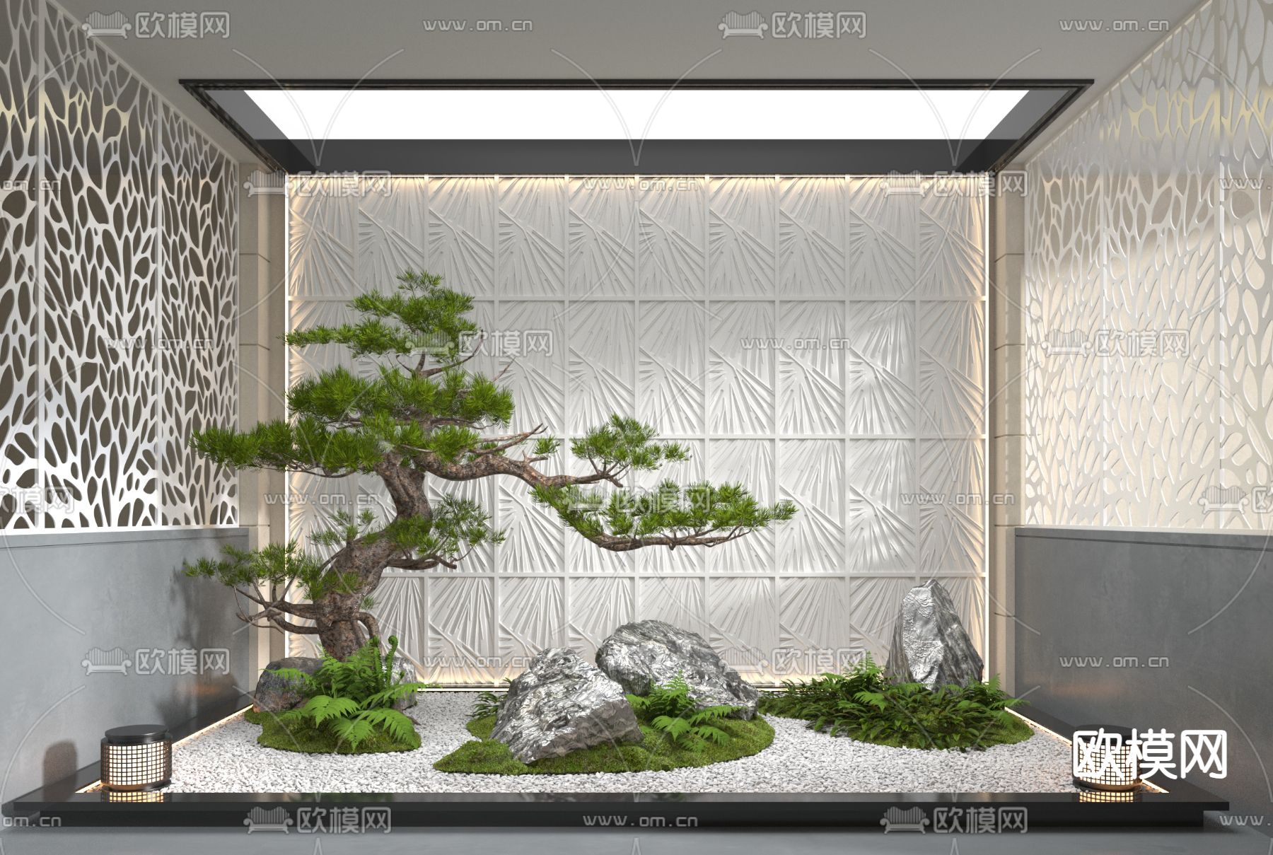 室内天井 景观小品 植物堆3d模型下载
