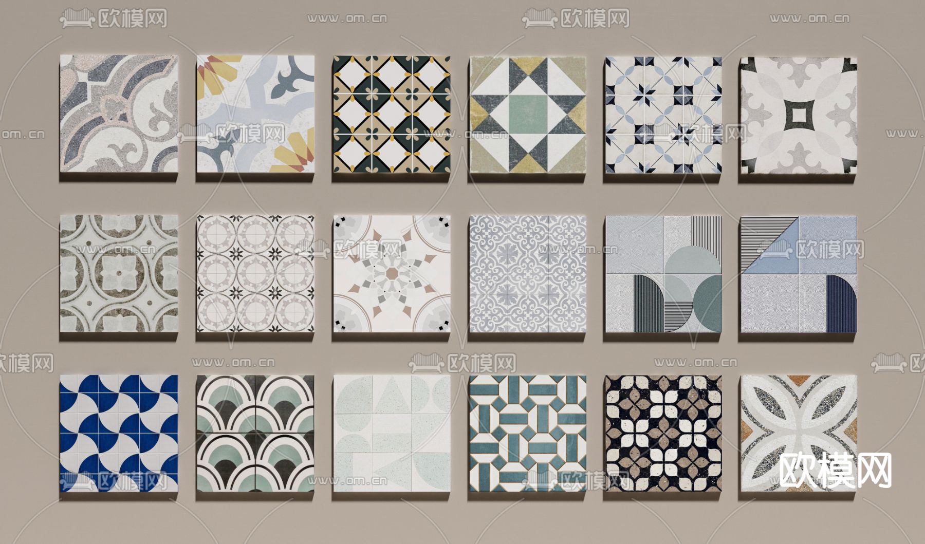 拼花瓷砖 地砖 墙砖3d模型下载