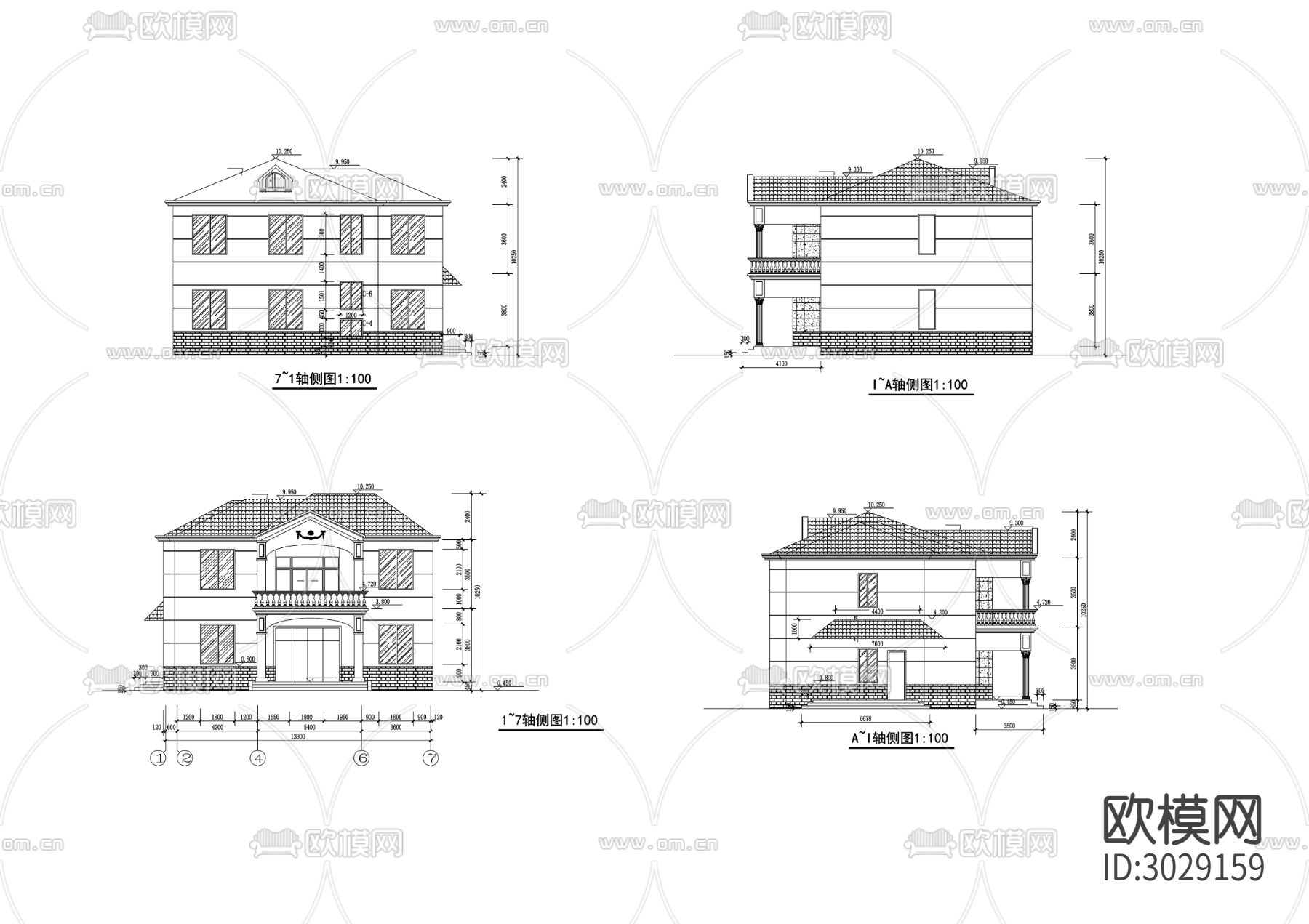 别墅cad施工图下载（渲染图3）