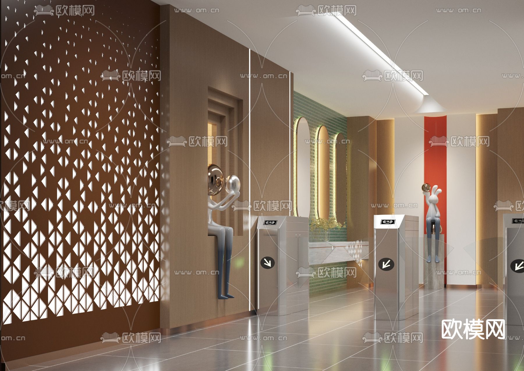 洗浴中心 更衣区 水疗 温泉水会3d模型下载（渲染图2）