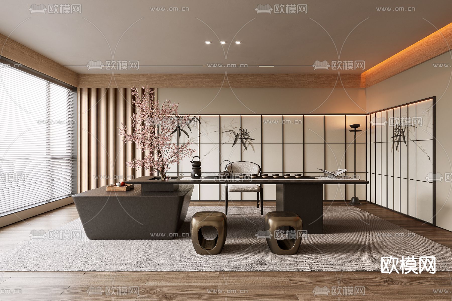 新中式茶室3d模型下载