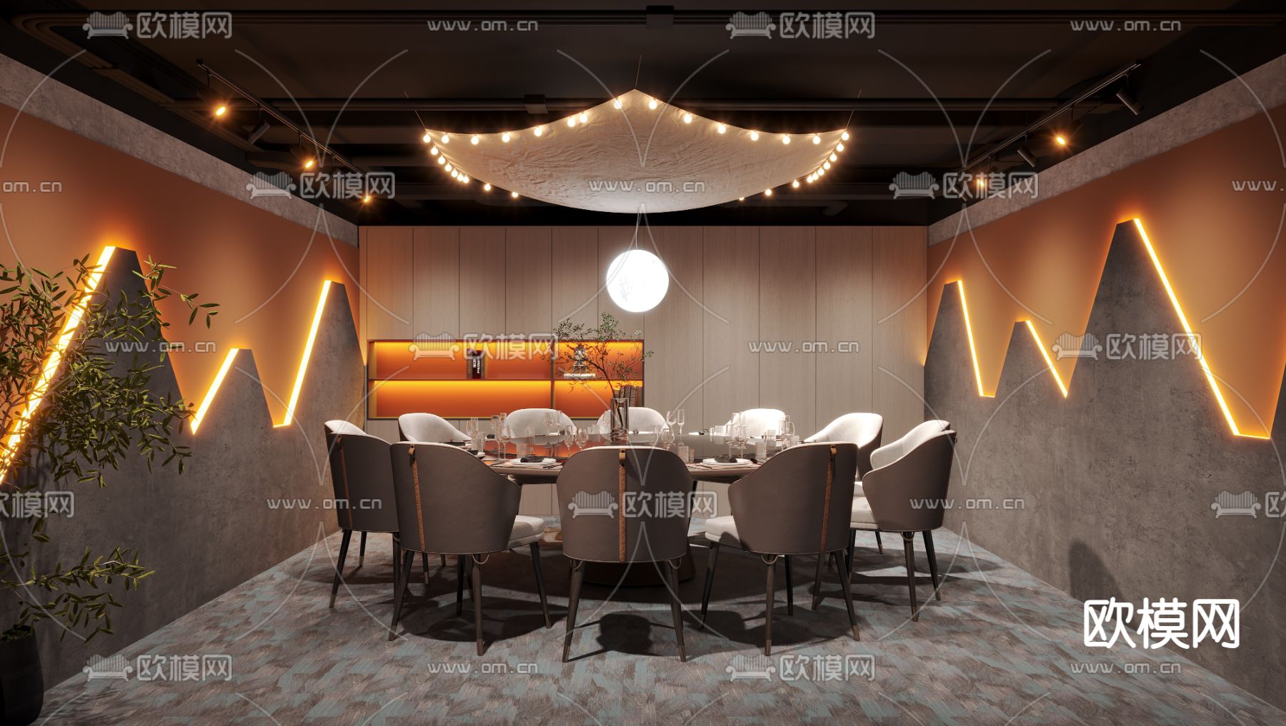 私房菜包厢 酒楼包房3d模型下载