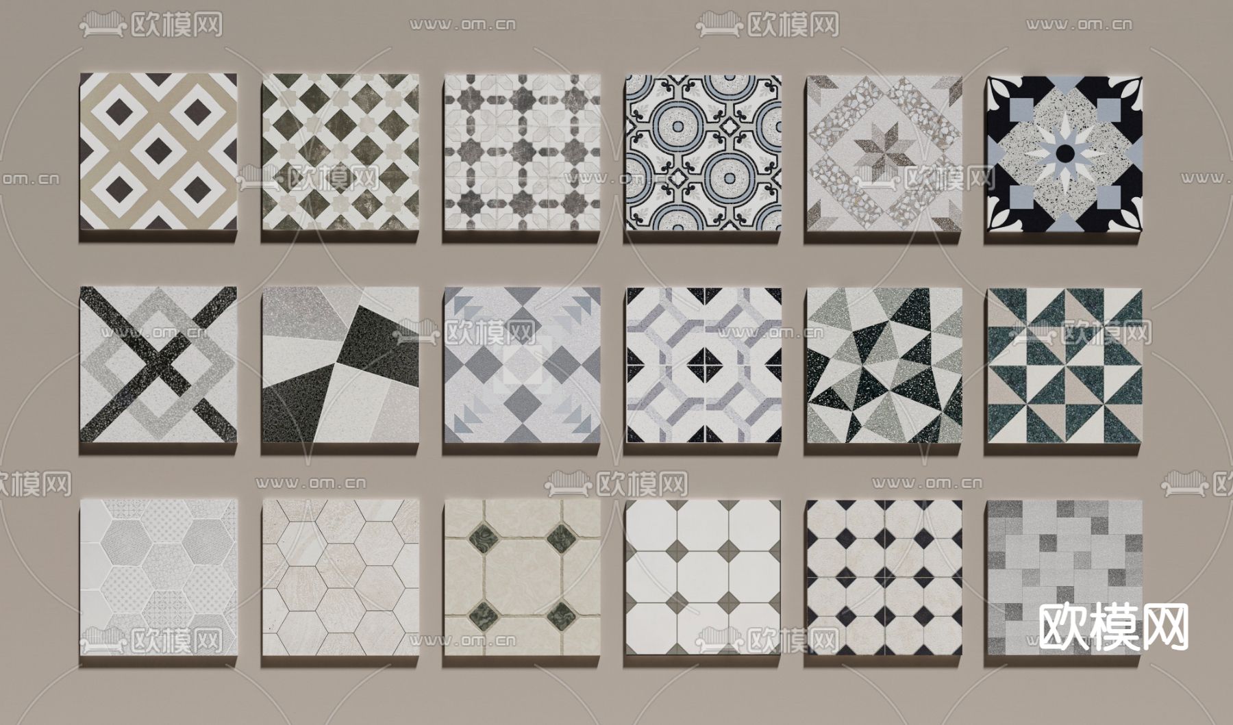 拼花瓷砖 地砖 墙砖3d模型下载