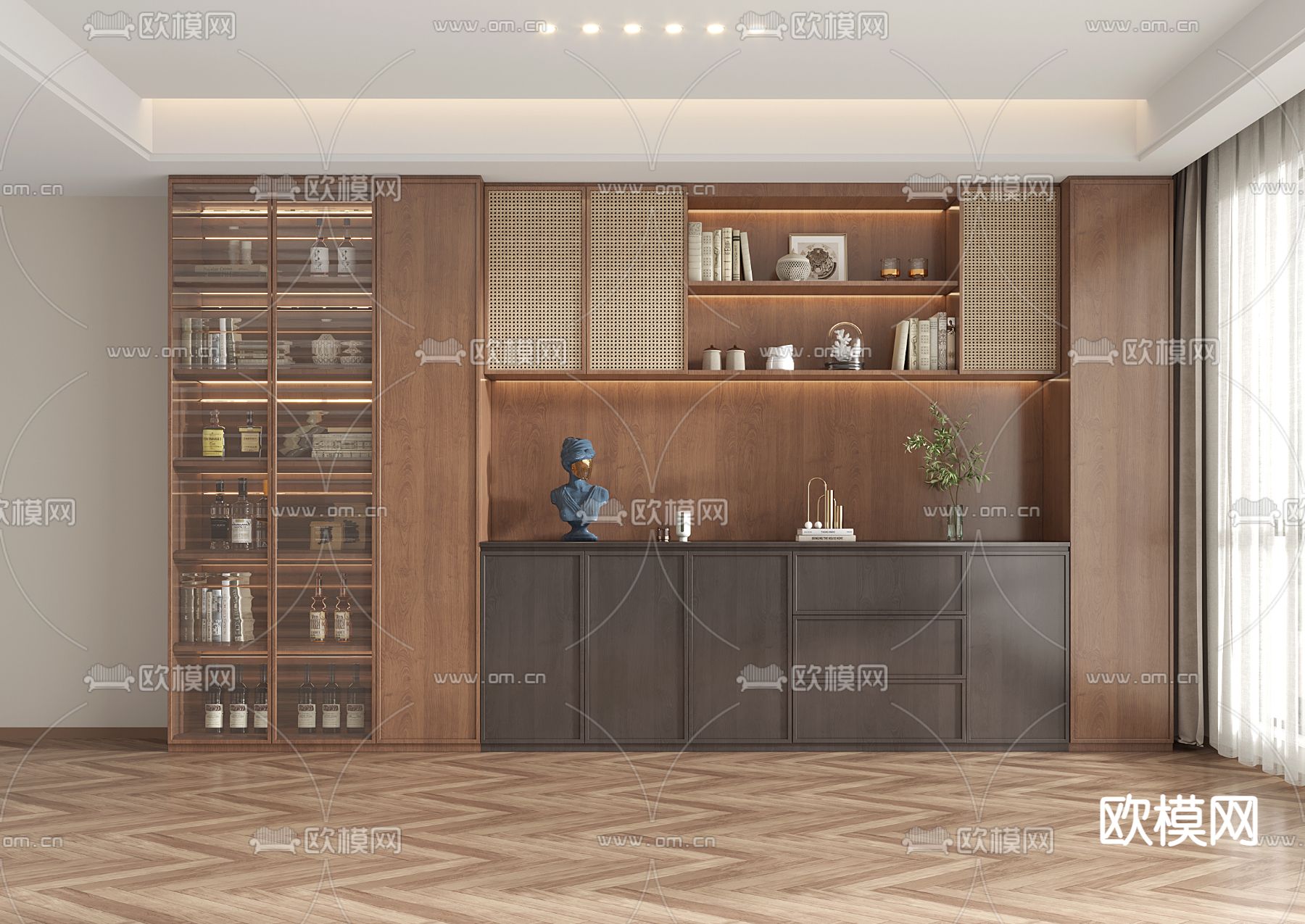 侘寂风酒柜 餐边柜3d模型下载