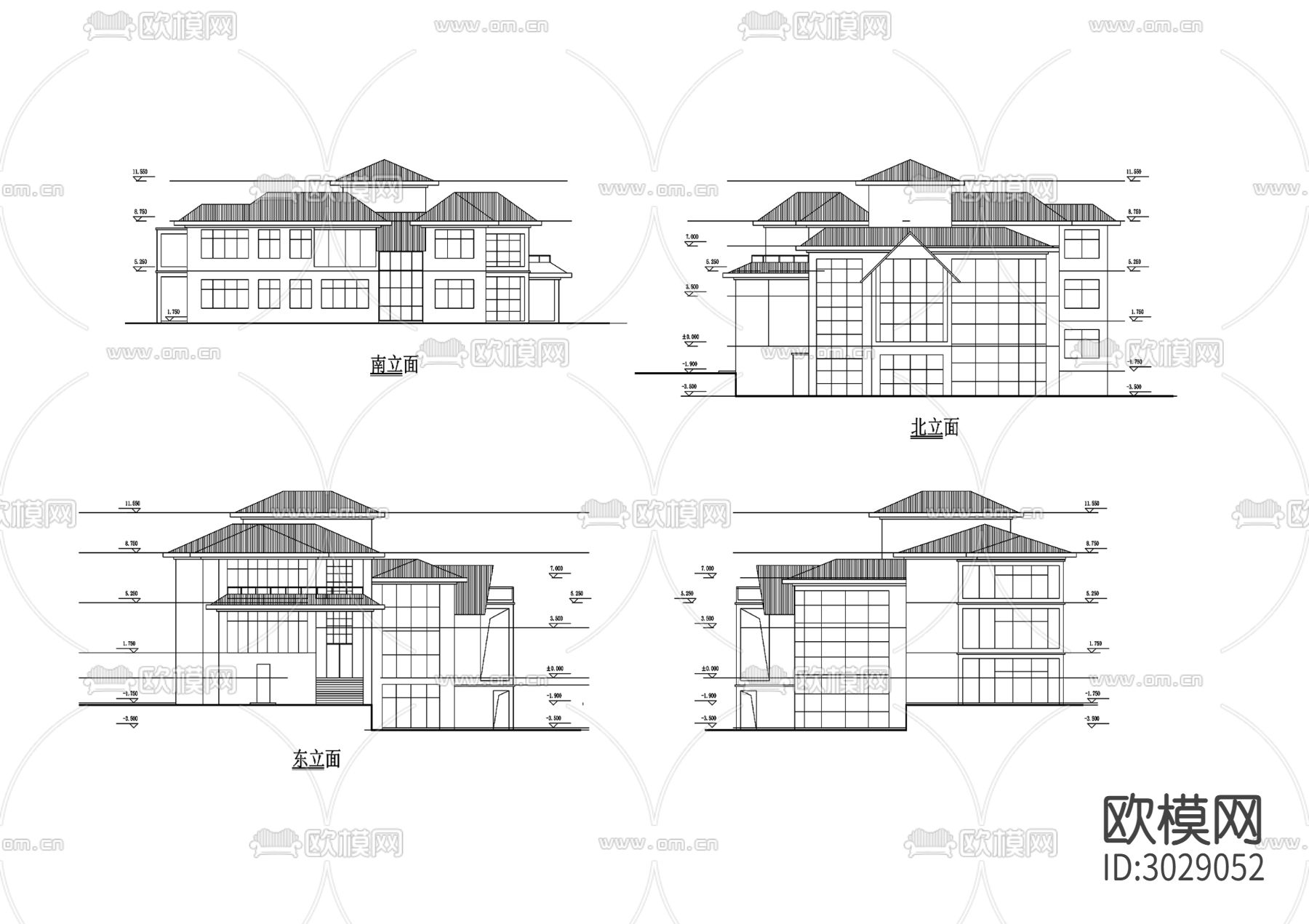 别墅cad施工图下载（渲染图3）