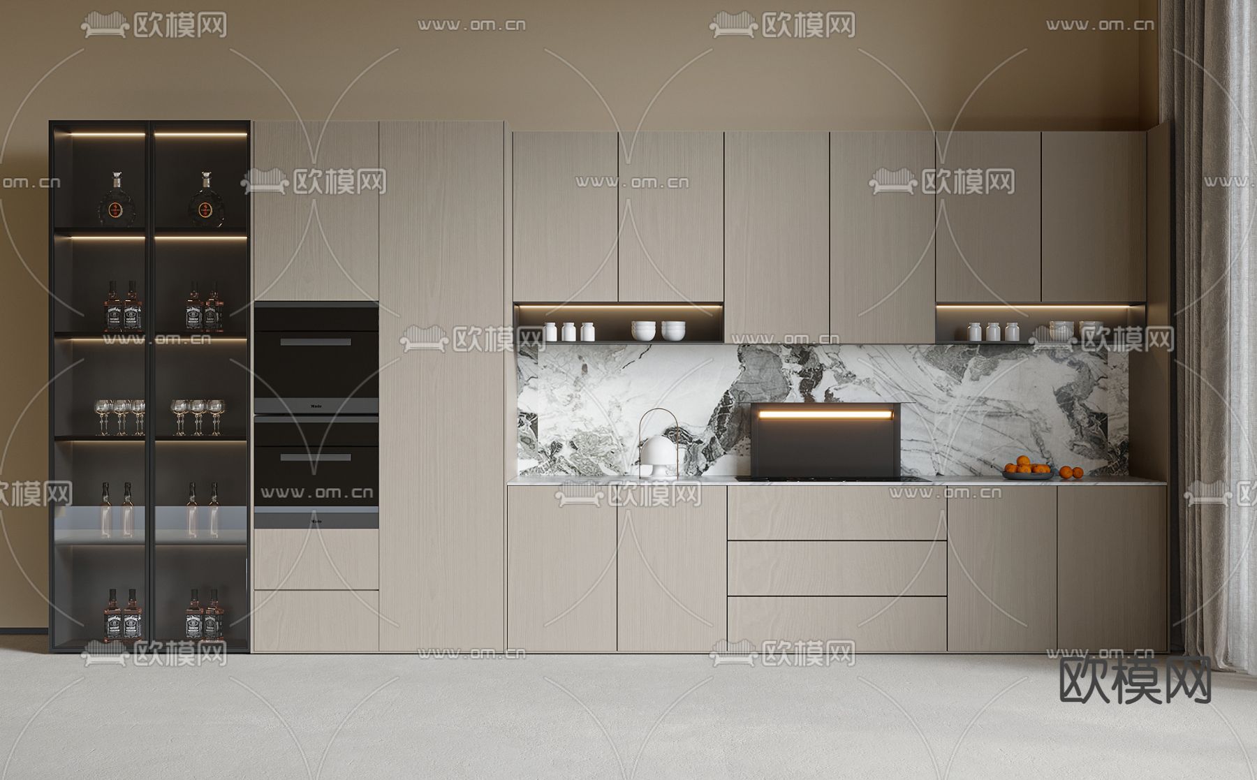 现代橱柜 餐边柜3d模型下载