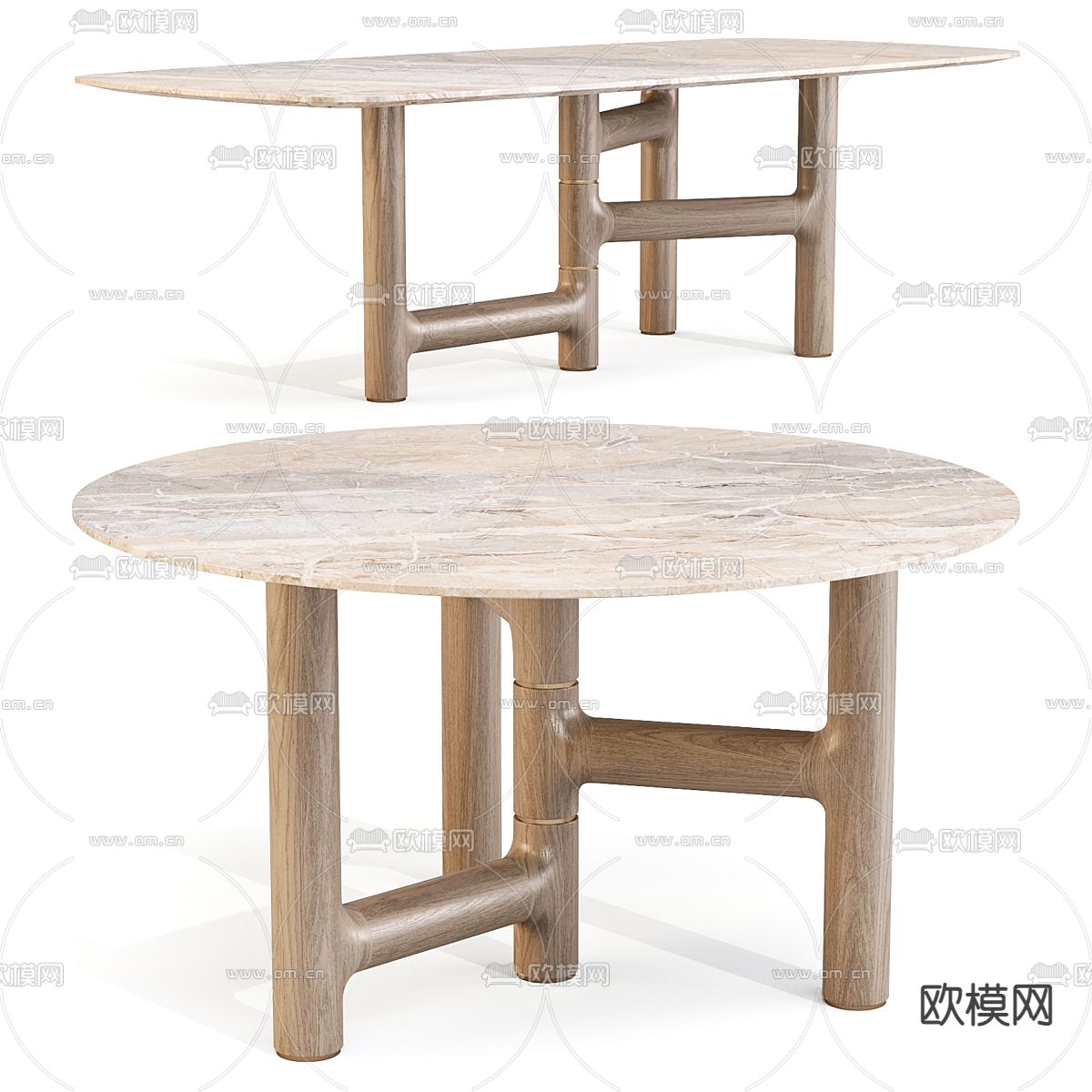 Bonaldo 侘寂餐桌 岩板餐桌3d模型下载（渲染图1）