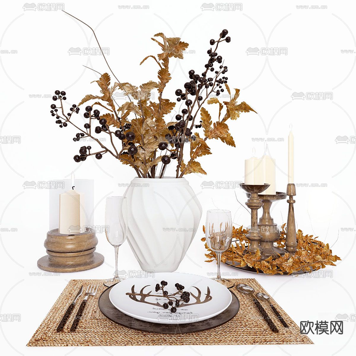 北欧餐具 餐盘 刀叉3d模型下载