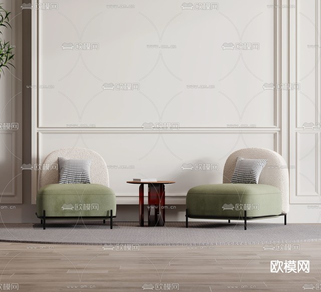 现代单人沙发3d模型下载