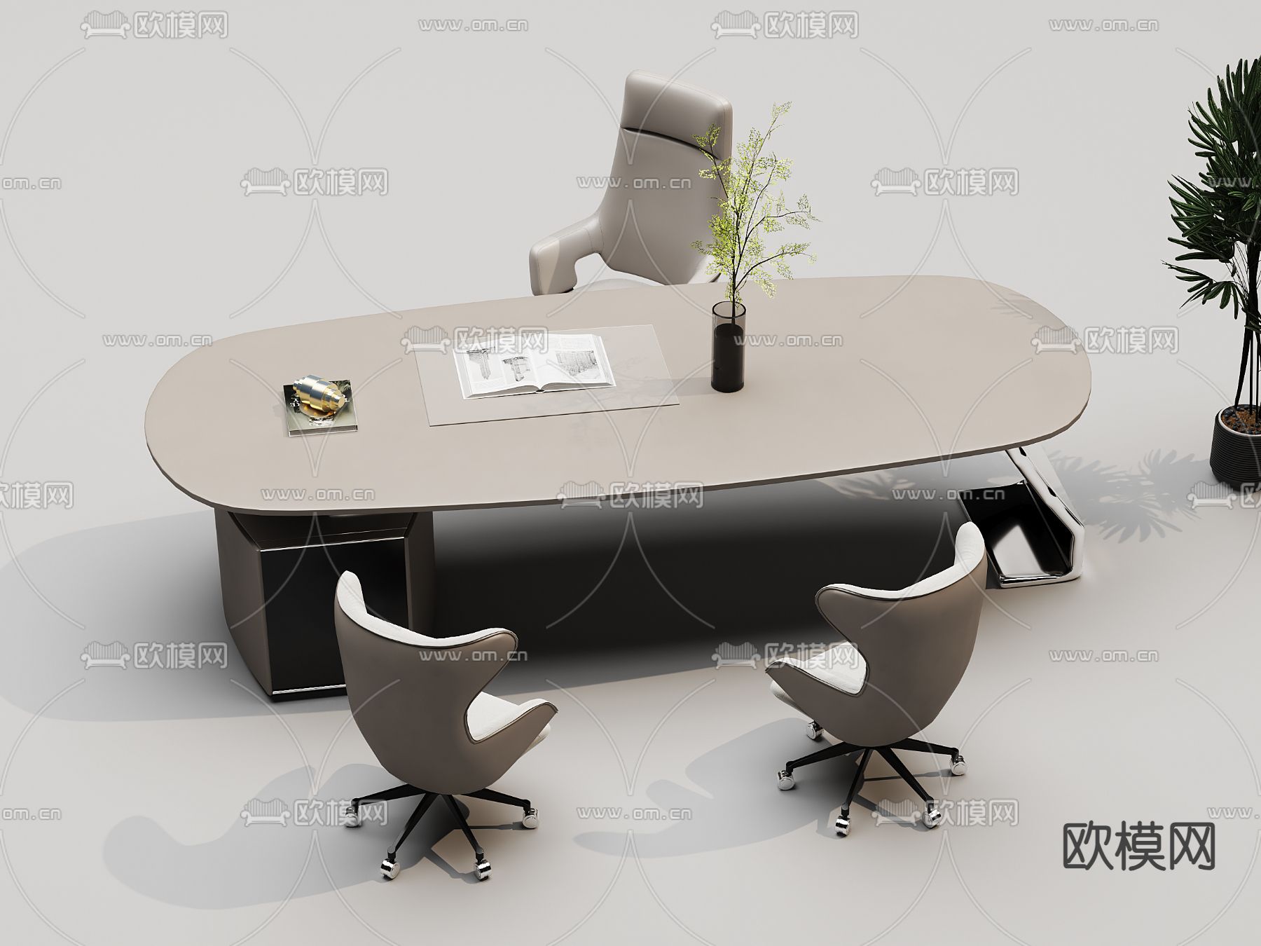 办公桌椅 班台桌 老板桌3d模型下载