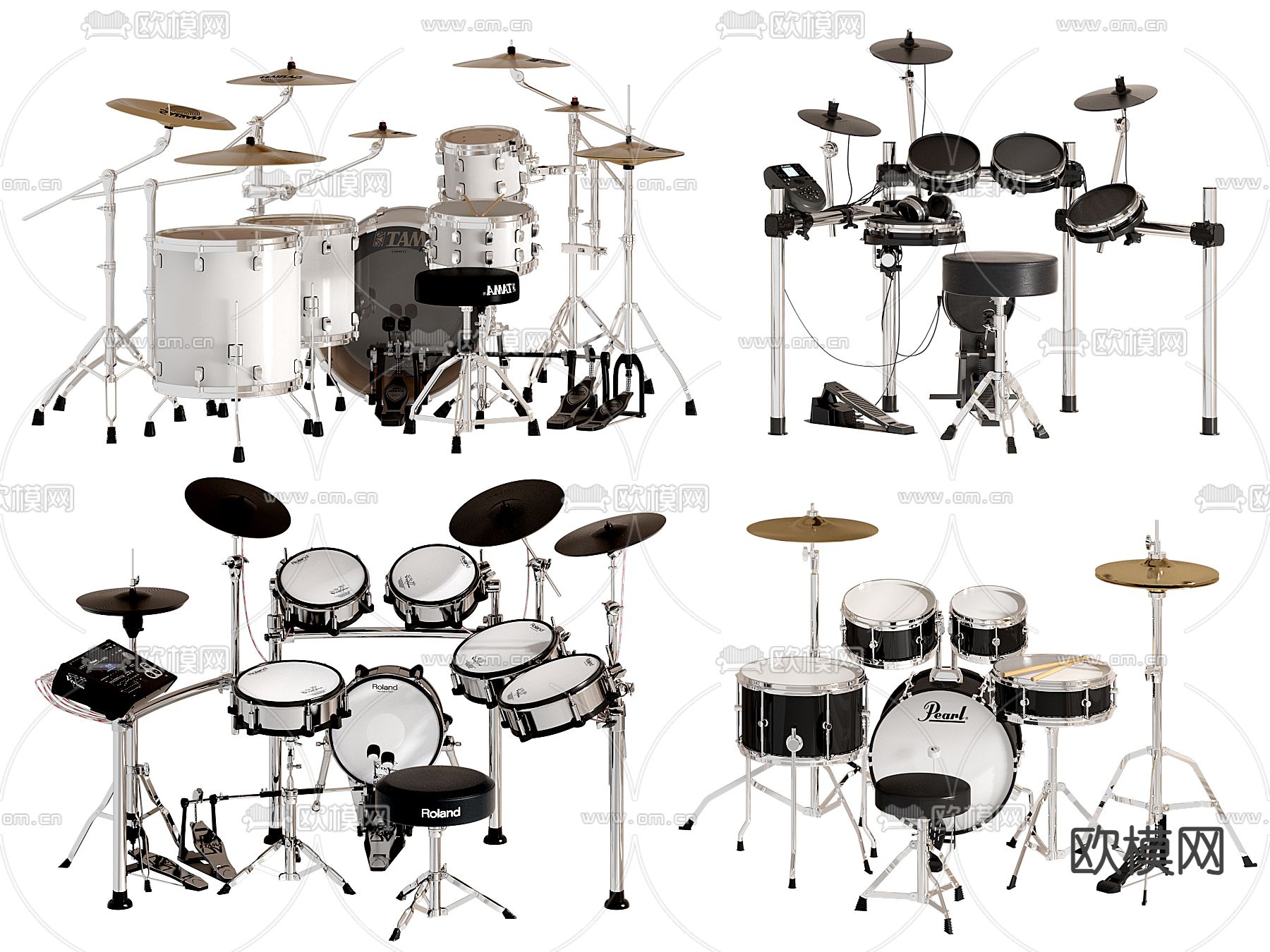 架子鼓 音乐器材3d模型下载