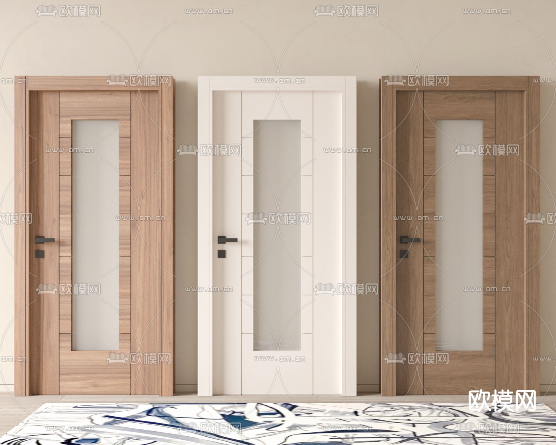 北欧单开门 卫浴门3d模型下载