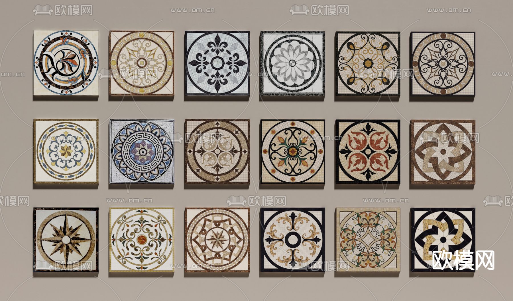 拼花瓷砖 地砖 墙砖3d模型下载