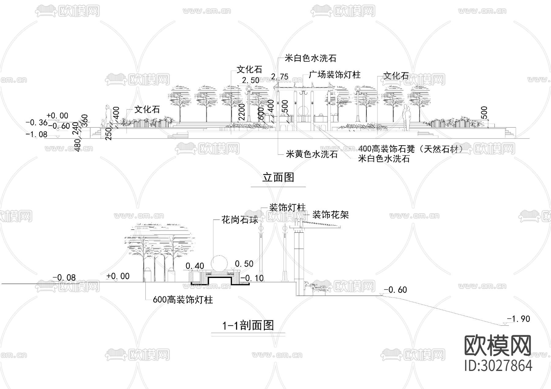 栈台平台cad大样图下载（渲染图10）