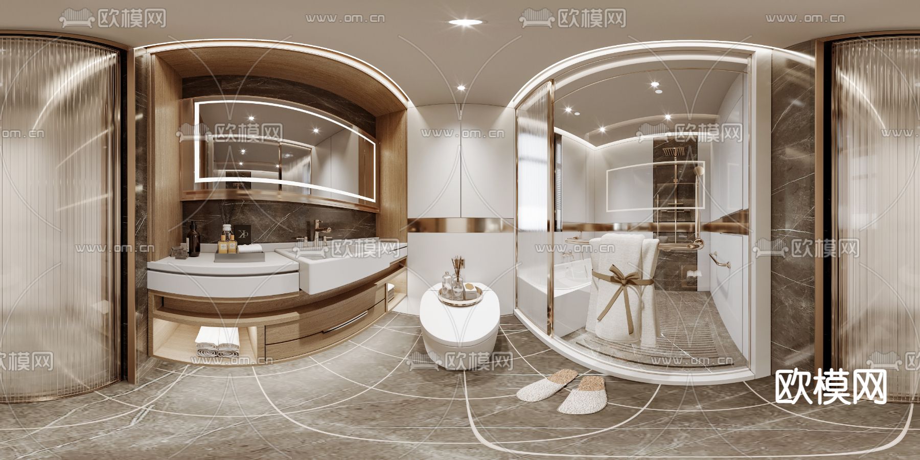 现代卫生间 浴室cr全景3d模型