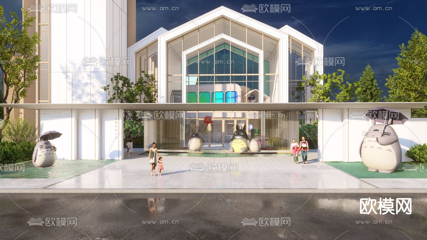 现代幼儿园景观su模型下载（渲染图1）