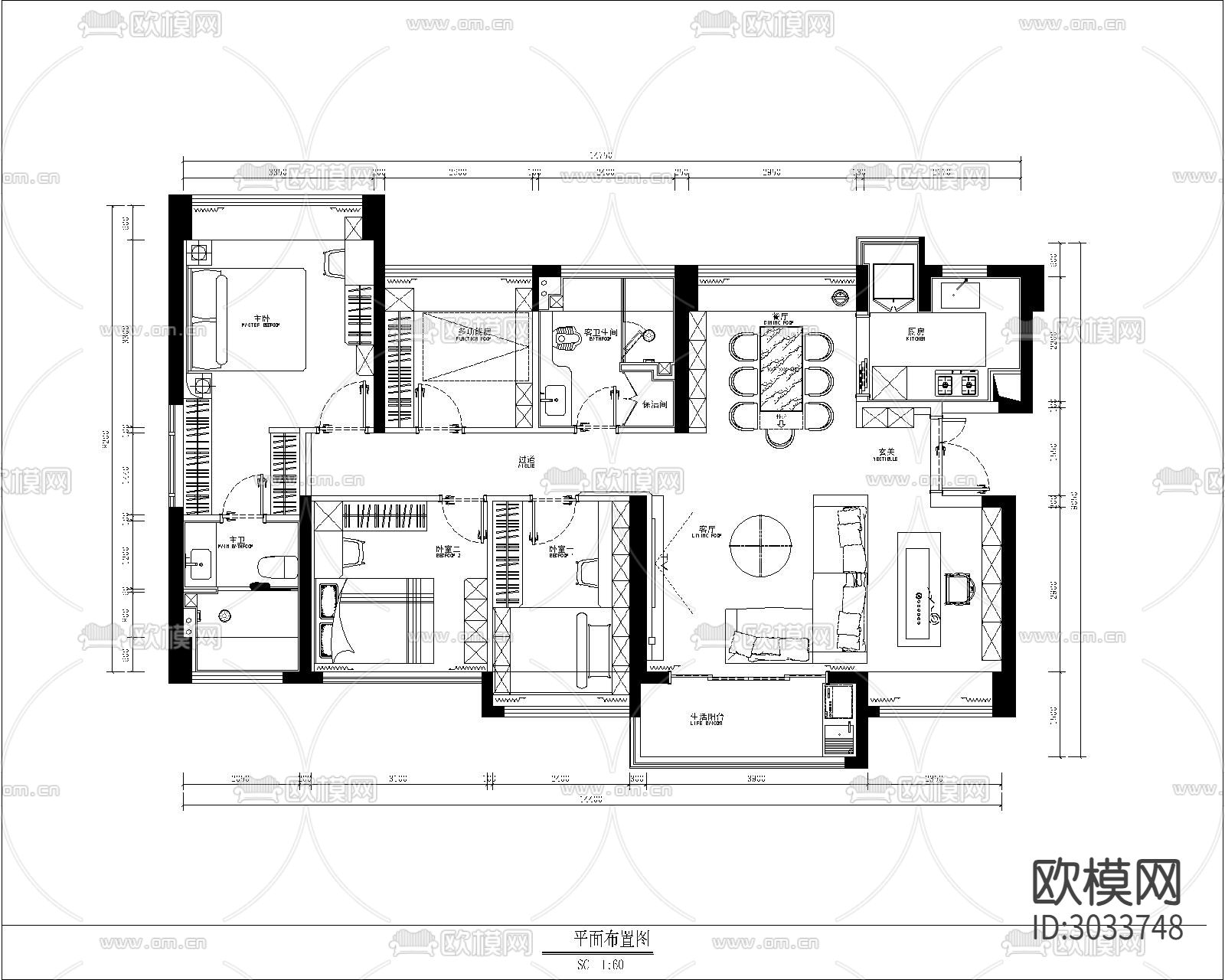 家装cad施工图下载（渲染图1）