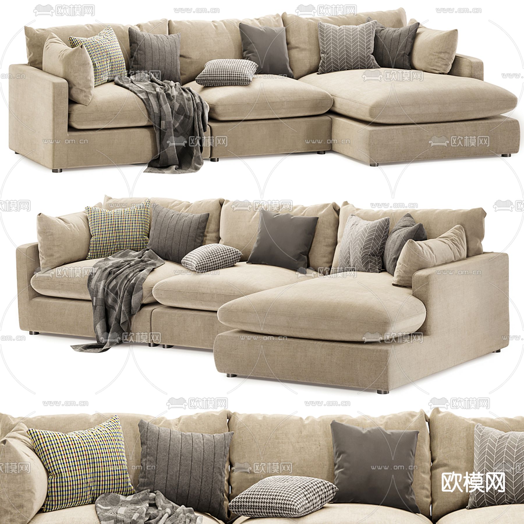 多人沙发 拐角沙发3d模型下载