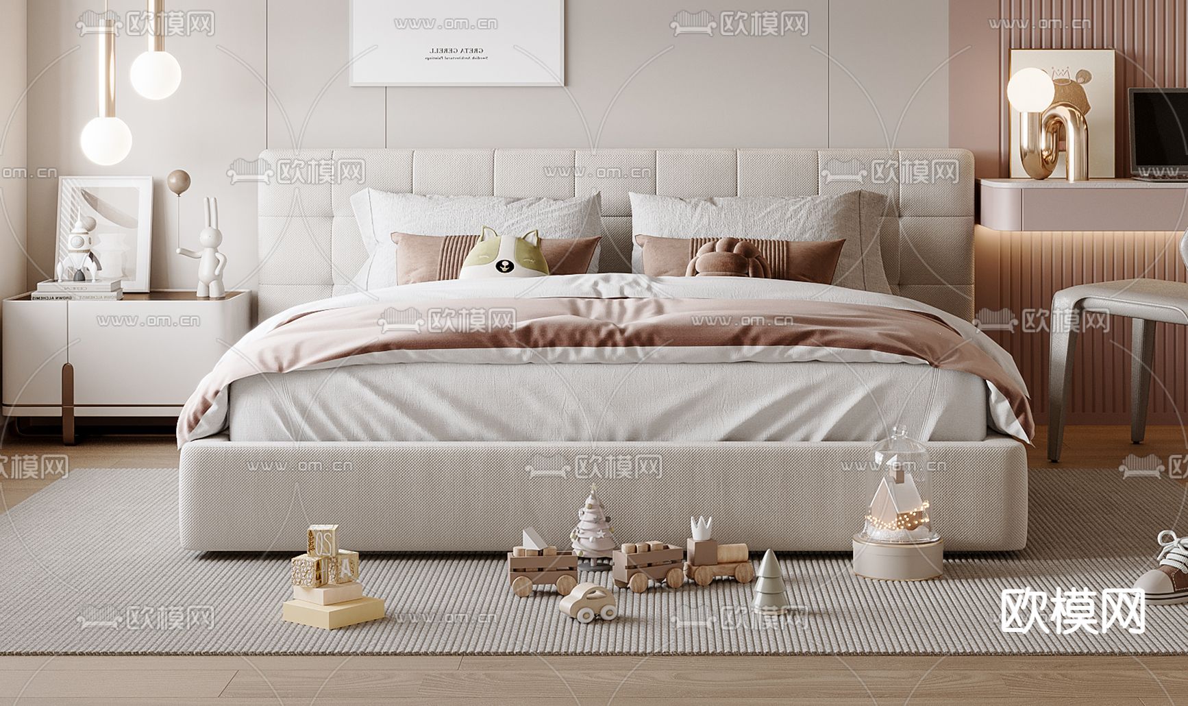 儿童床 小孩床 双人床3d模型下载