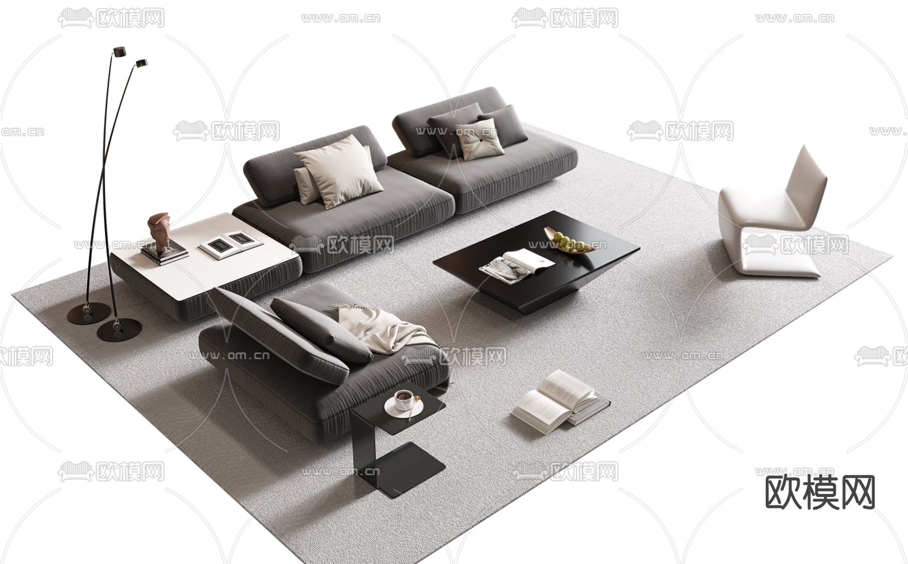 组合沙发 模块沙发3d模型下载