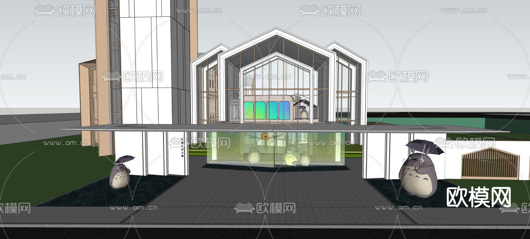 现代幼儿园景观su模型下载（渲染图2）