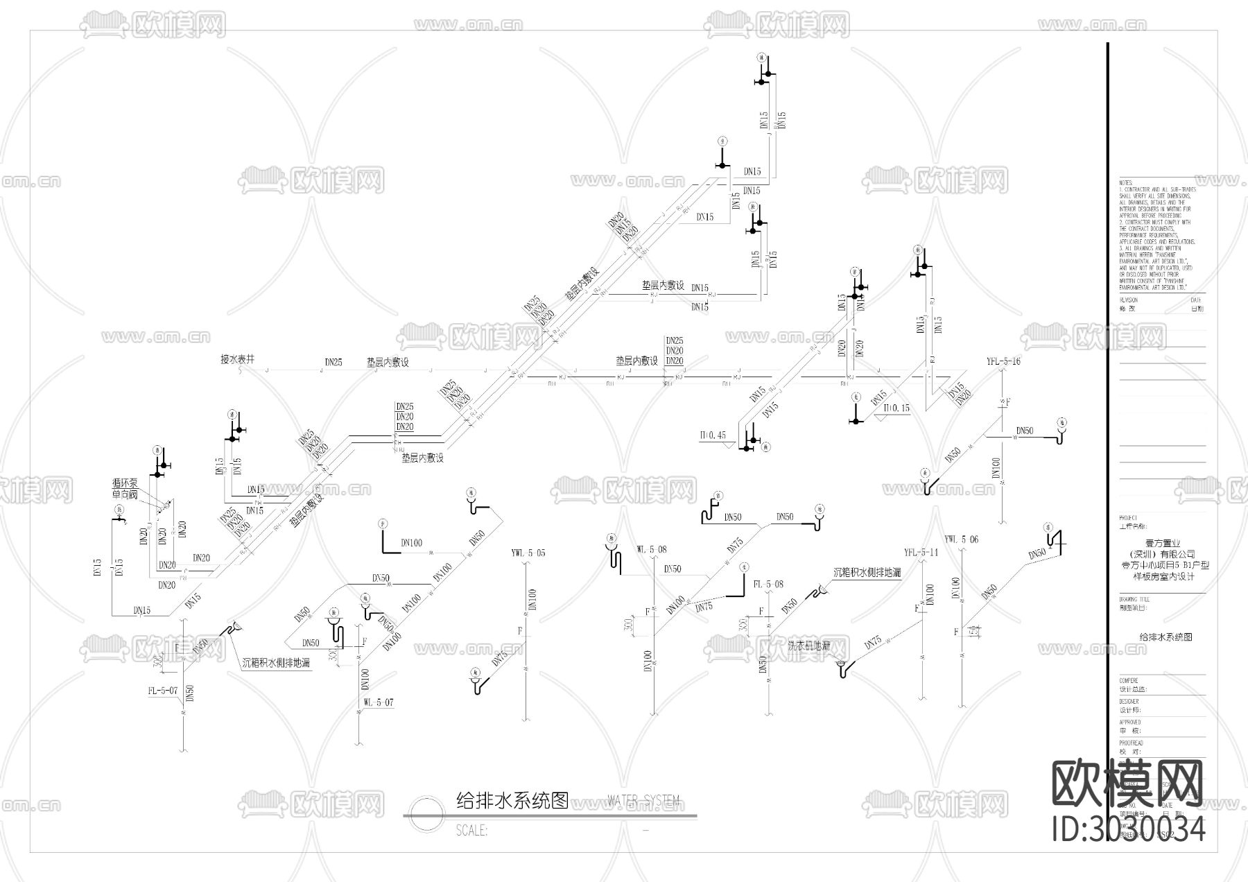 给排水系统图cad施工图下载（渲染图2）