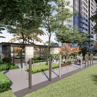 现代 住宅小区景观 宅间景观su模型