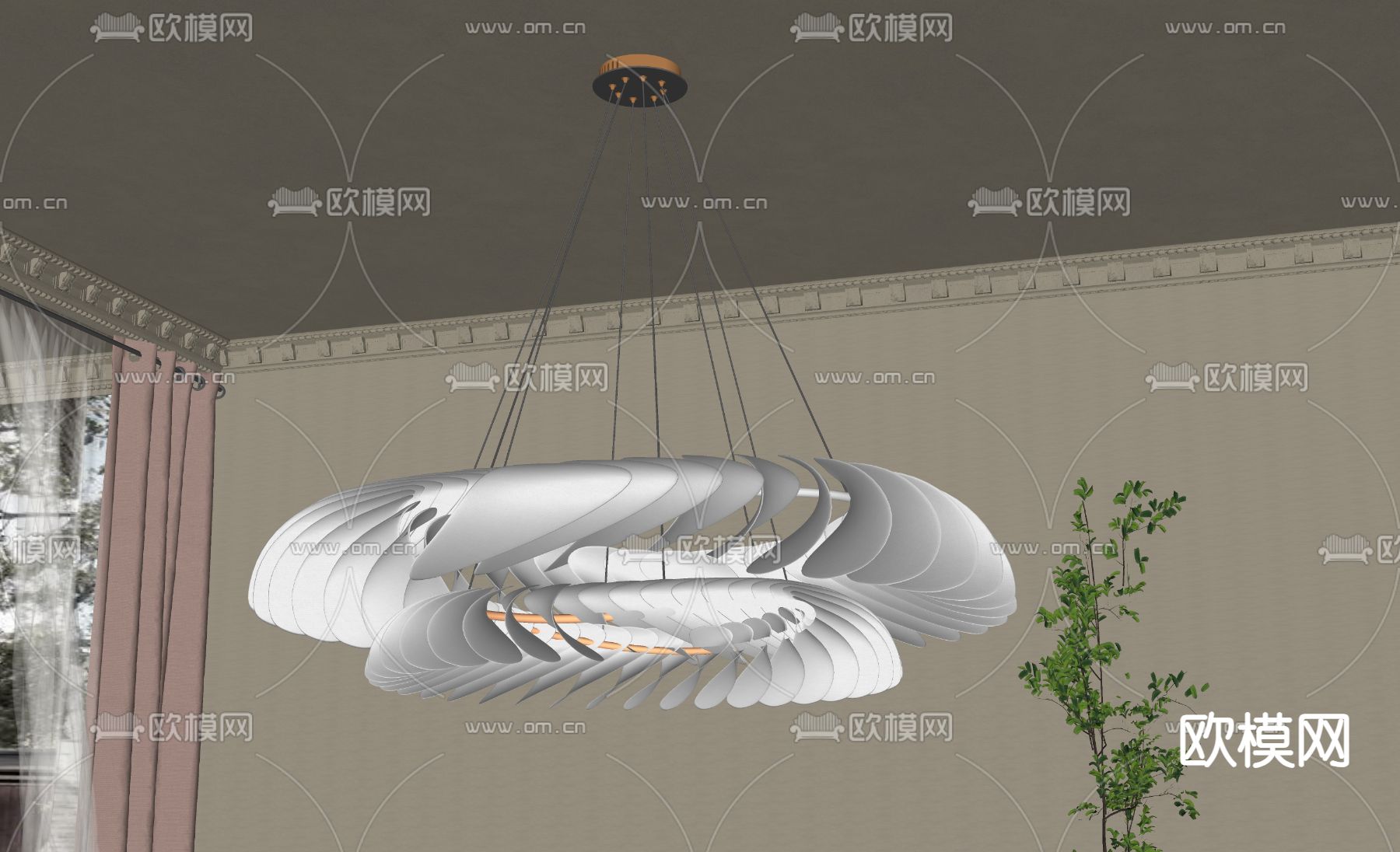 简欧吊灯su模型下载（渲染图2）