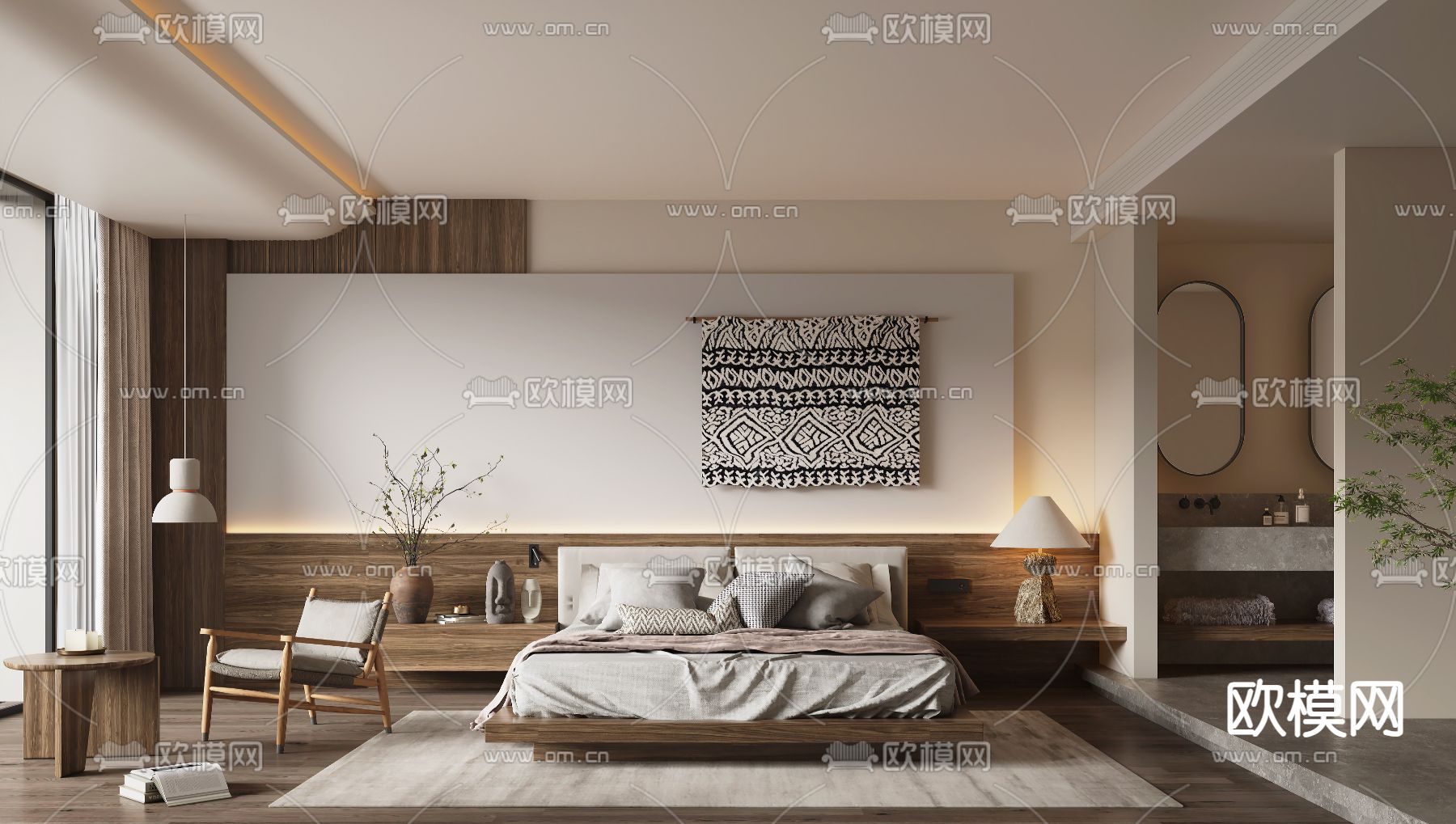 酒店民宿 客房3d模型下载（渲染图1）