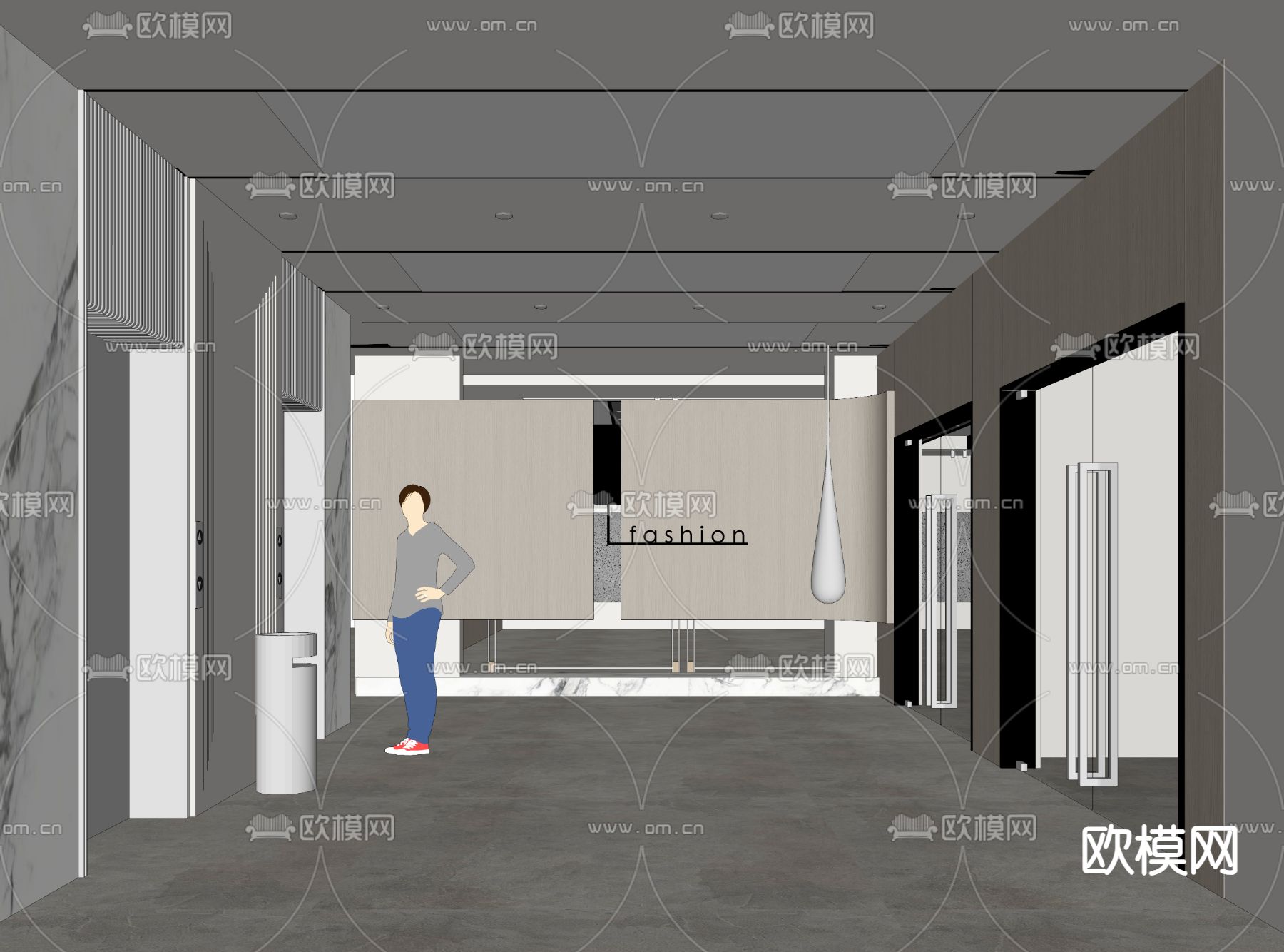 现代公司电梯间 前台su模型下载（渲染图2）